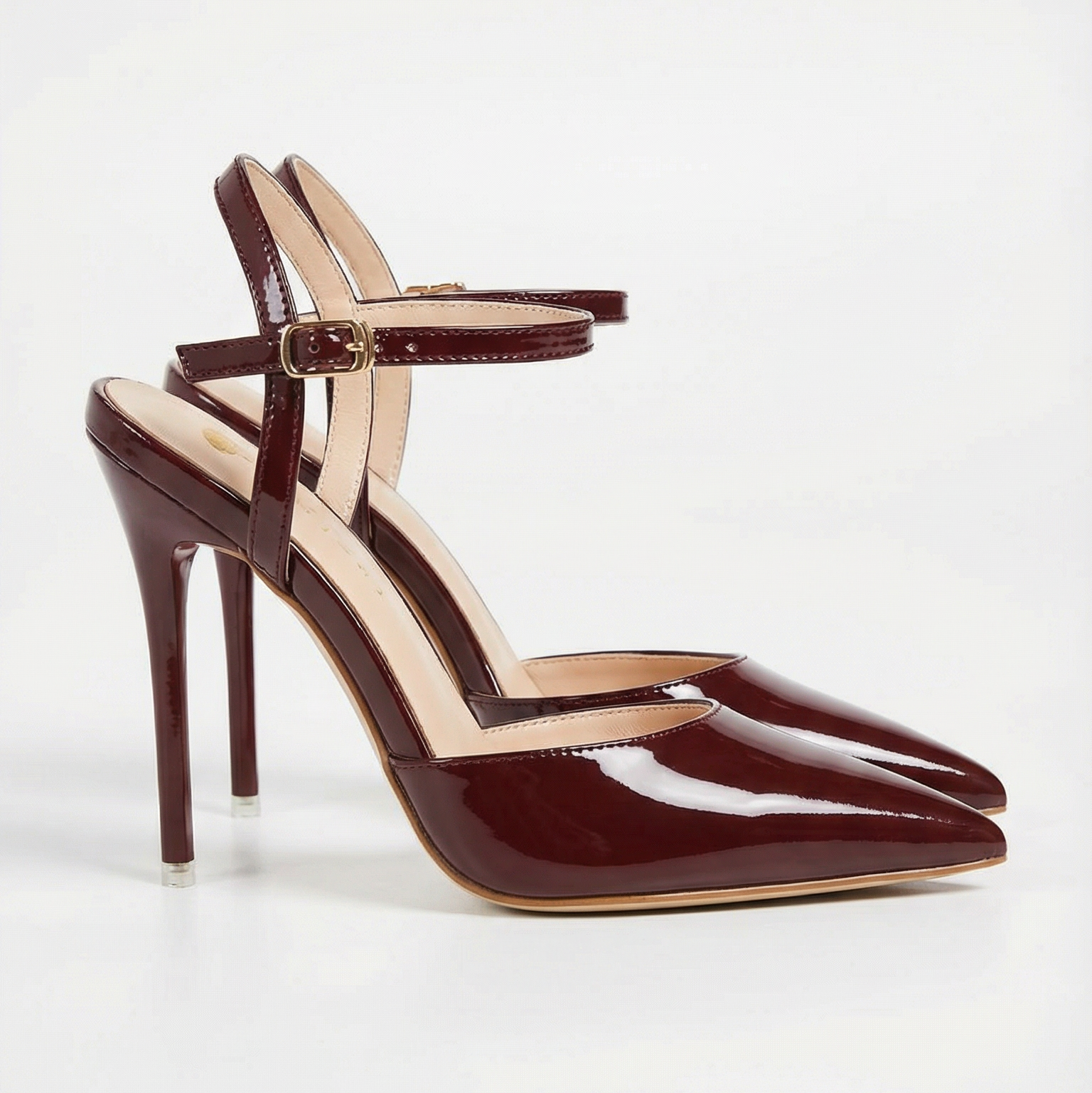 Absatzschuhe Damen Spitze Form mit Knöchelriemen