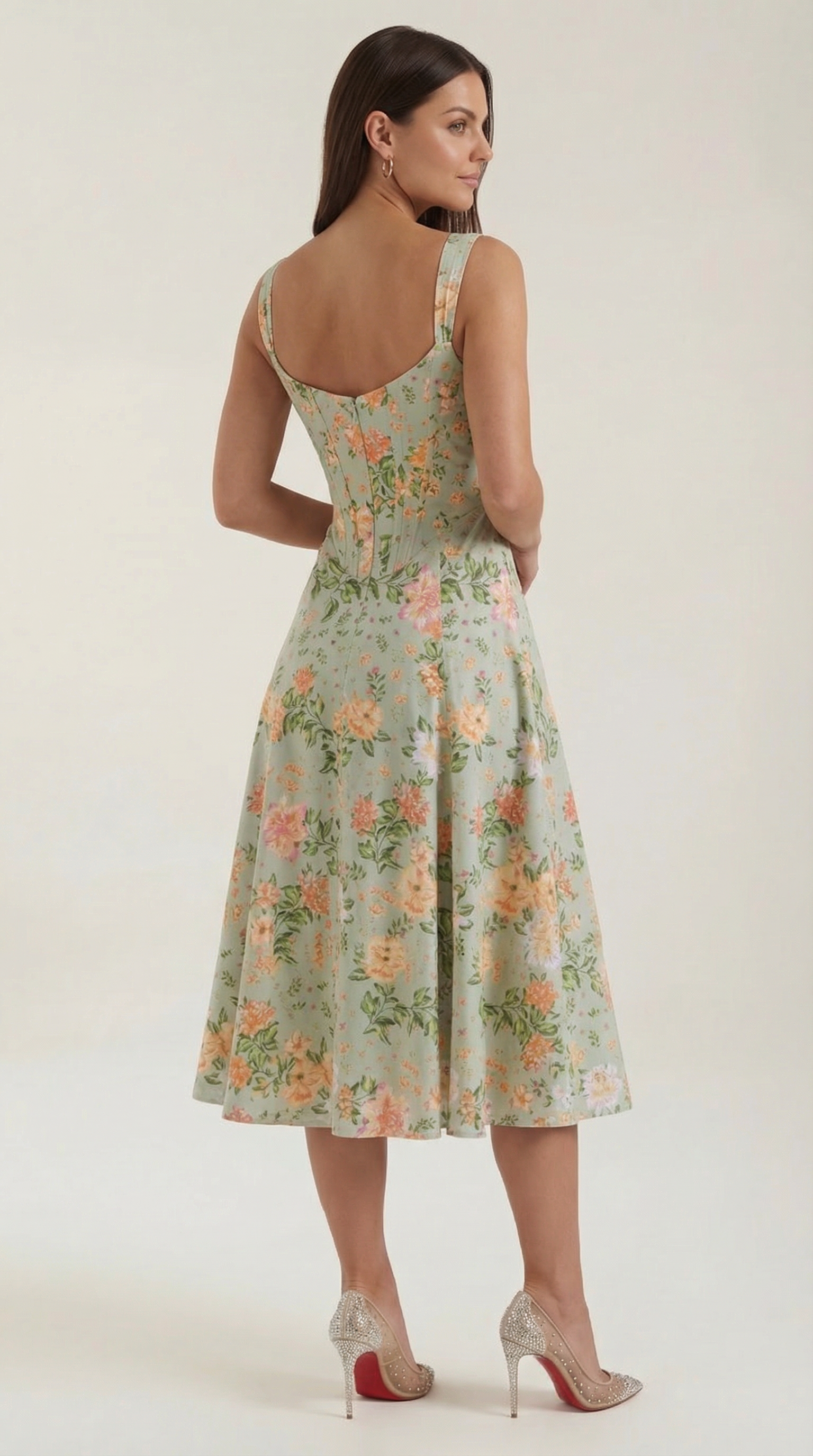 Damen Midikleid Herzausschnitt A-Linie Schnitt