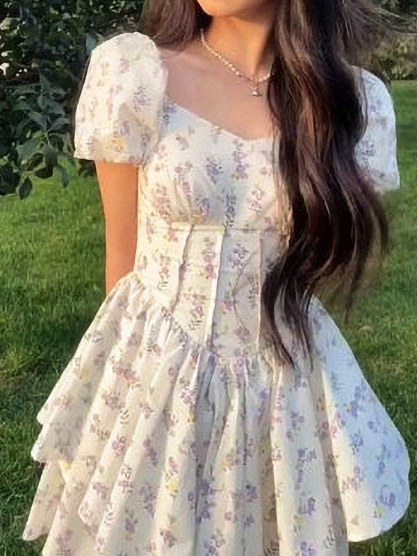 Damen Minikleid Herzförmiger Ausschnitt Femininer Stil