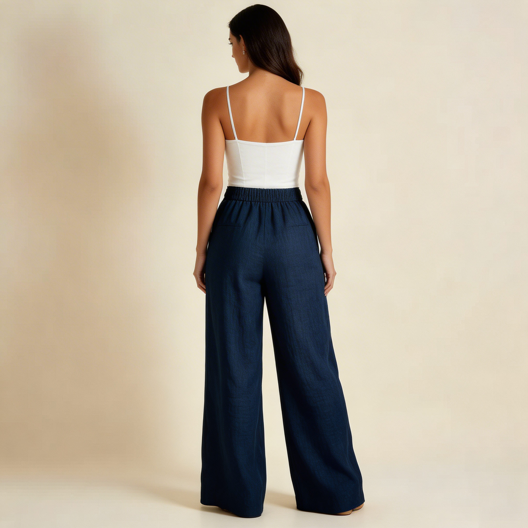 Hose Damen – Weites Bein, Gummibund & Schlupfform