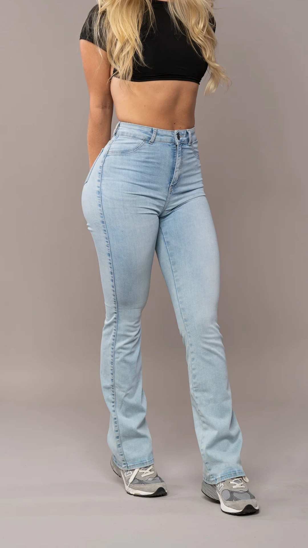 Jeans Schlaghose Damen Klassischer Langschnitt
