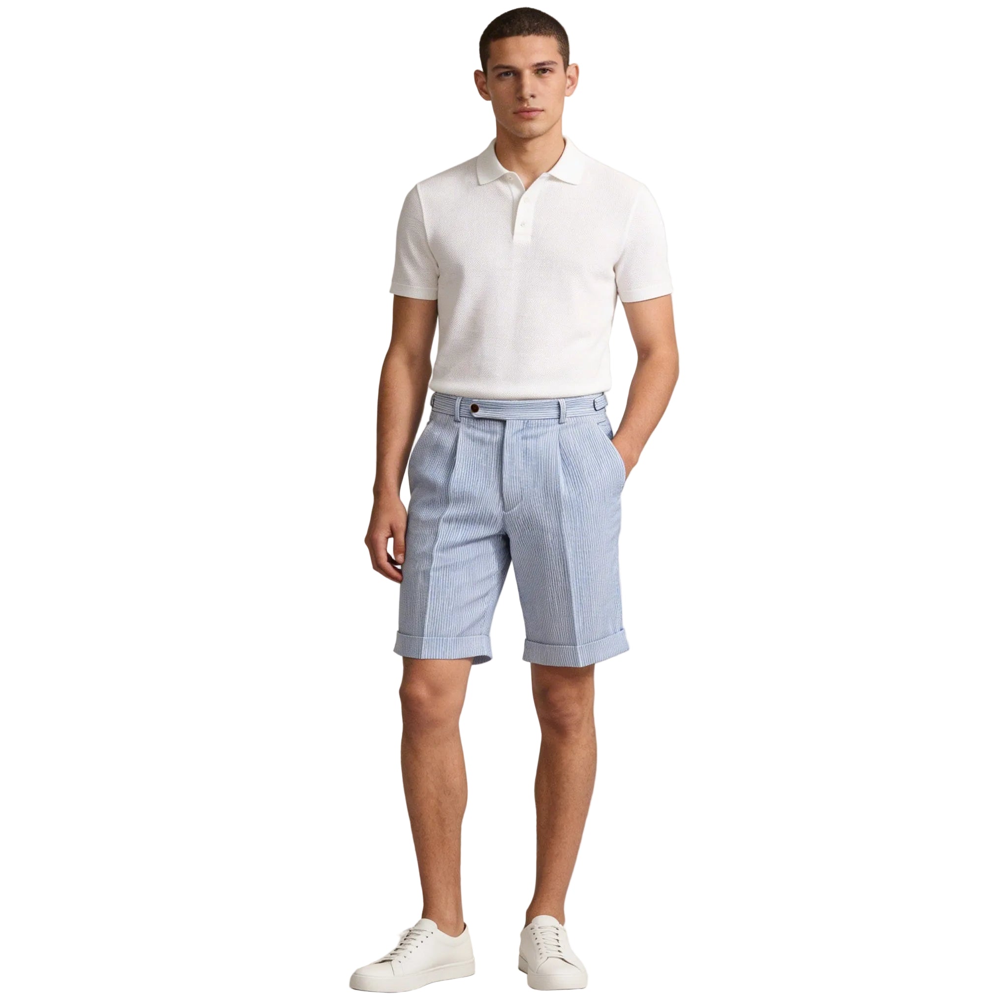 Leinen Shorts Herren – Hoher Bund & Bundfalten