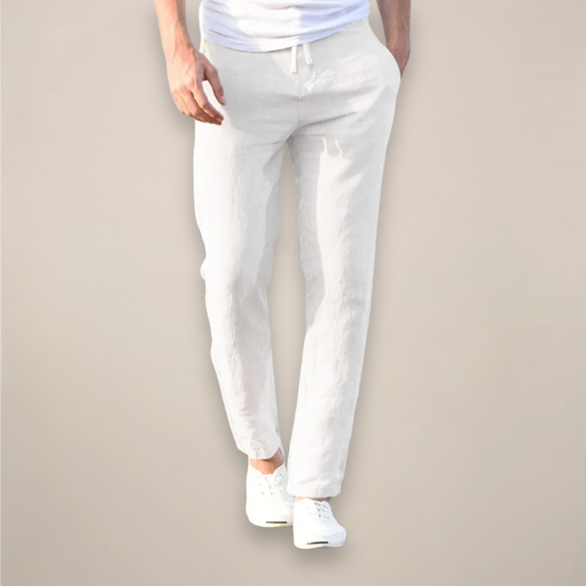 Leinenhose Herren – Lockerer Schnitt & Gummibund, lang