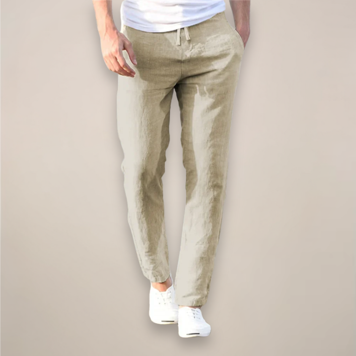 Leinenhose Herren – Lockerer Schnitt & Gummibund, lang