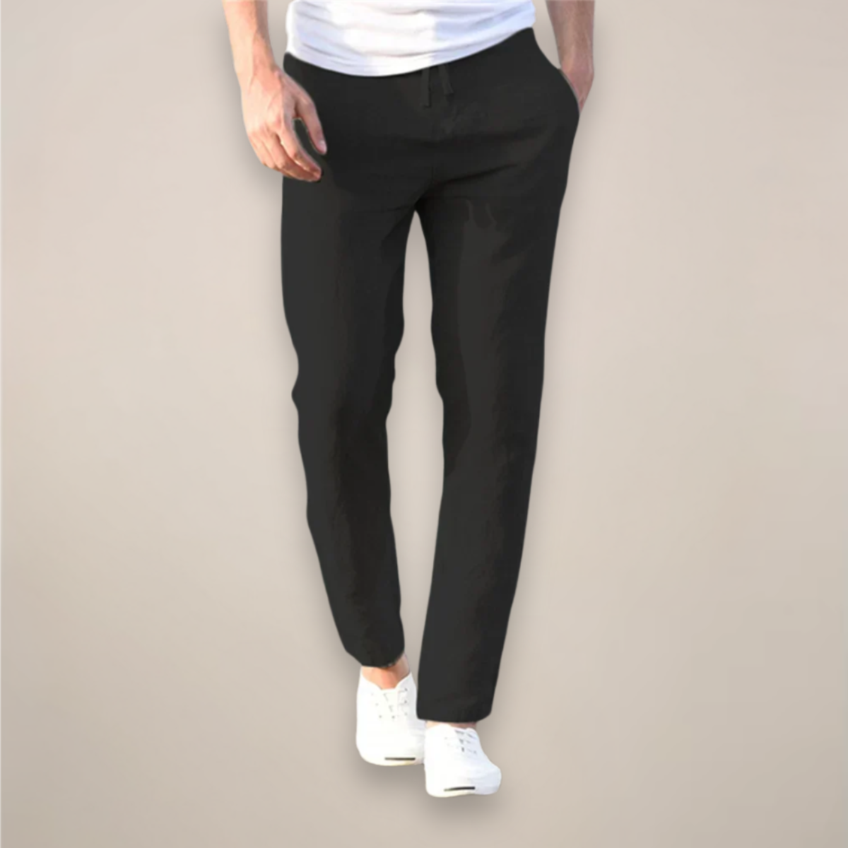 Leinenhose Herren – Lockerer Schnitt & Gummibund, lang