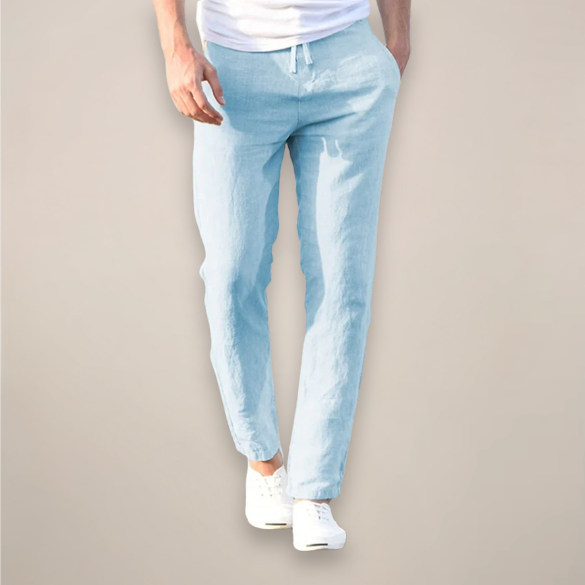 Leinenhose Herren – Lockerer Schnitt & Gummibund, lang