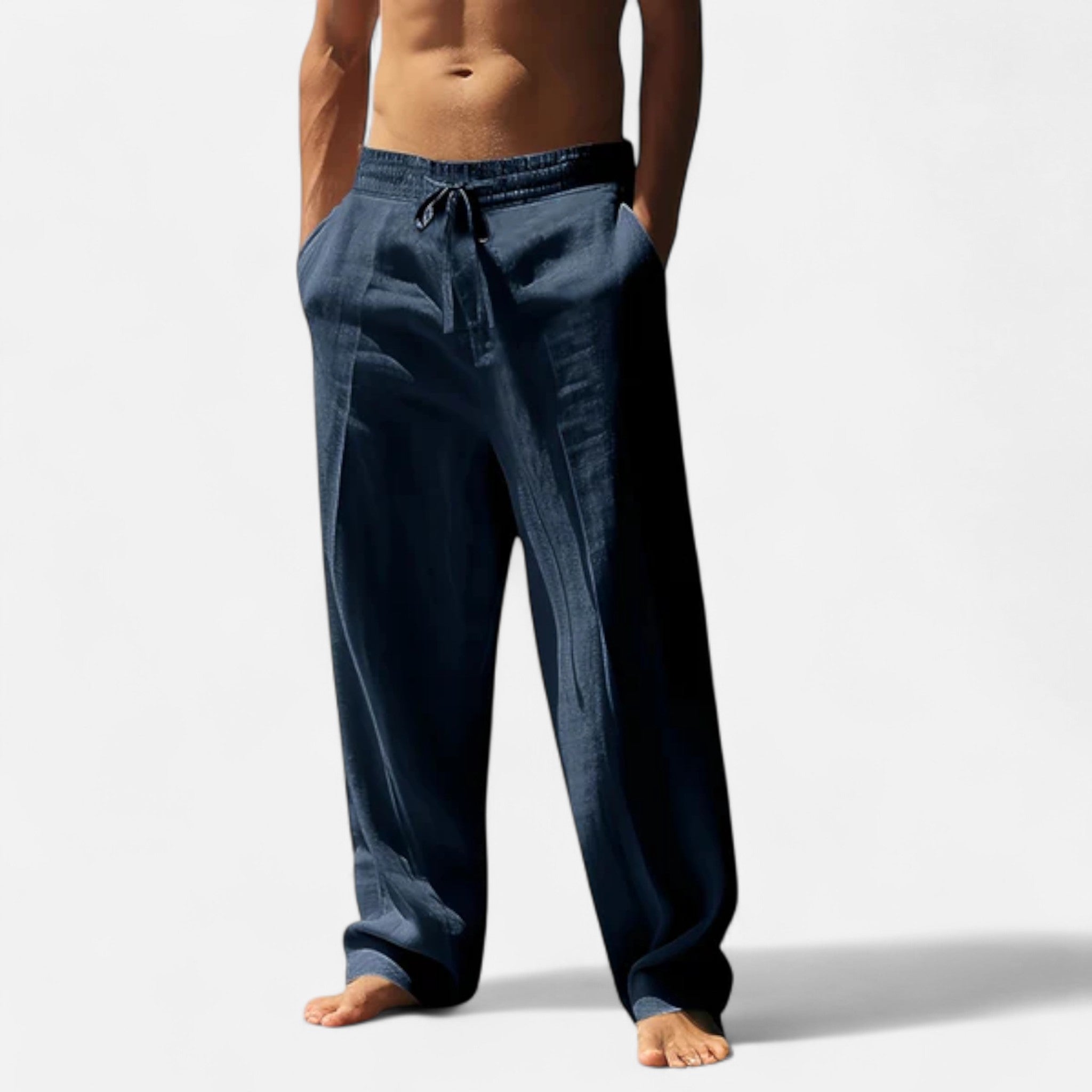 Leinenhose Herren – Weites Bein, Gummibund & Kordelzug