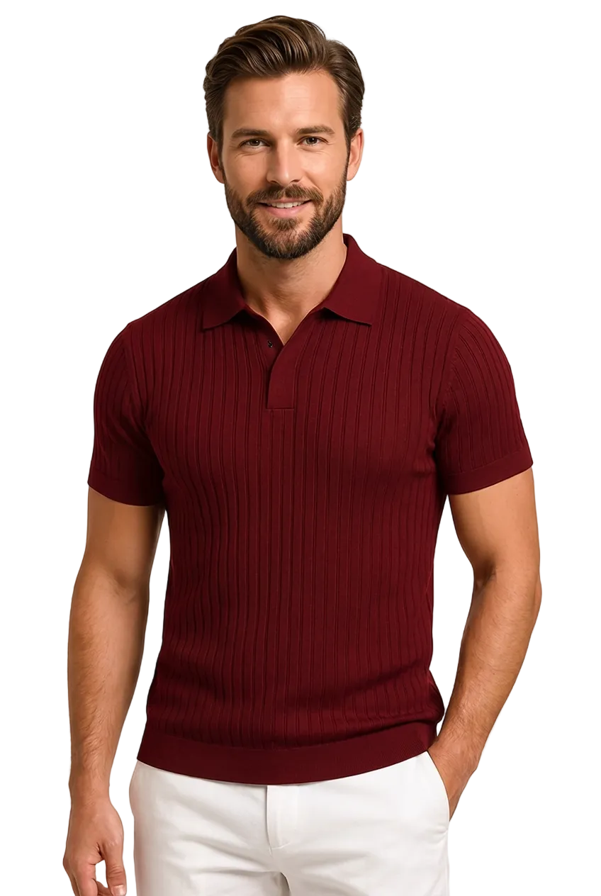 Poloshirt Herren Körpernahe Passform Knopfleiste Design