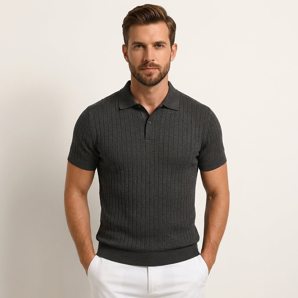 Poloshirt Herren Körpernahe Passform Knopfleiste Design