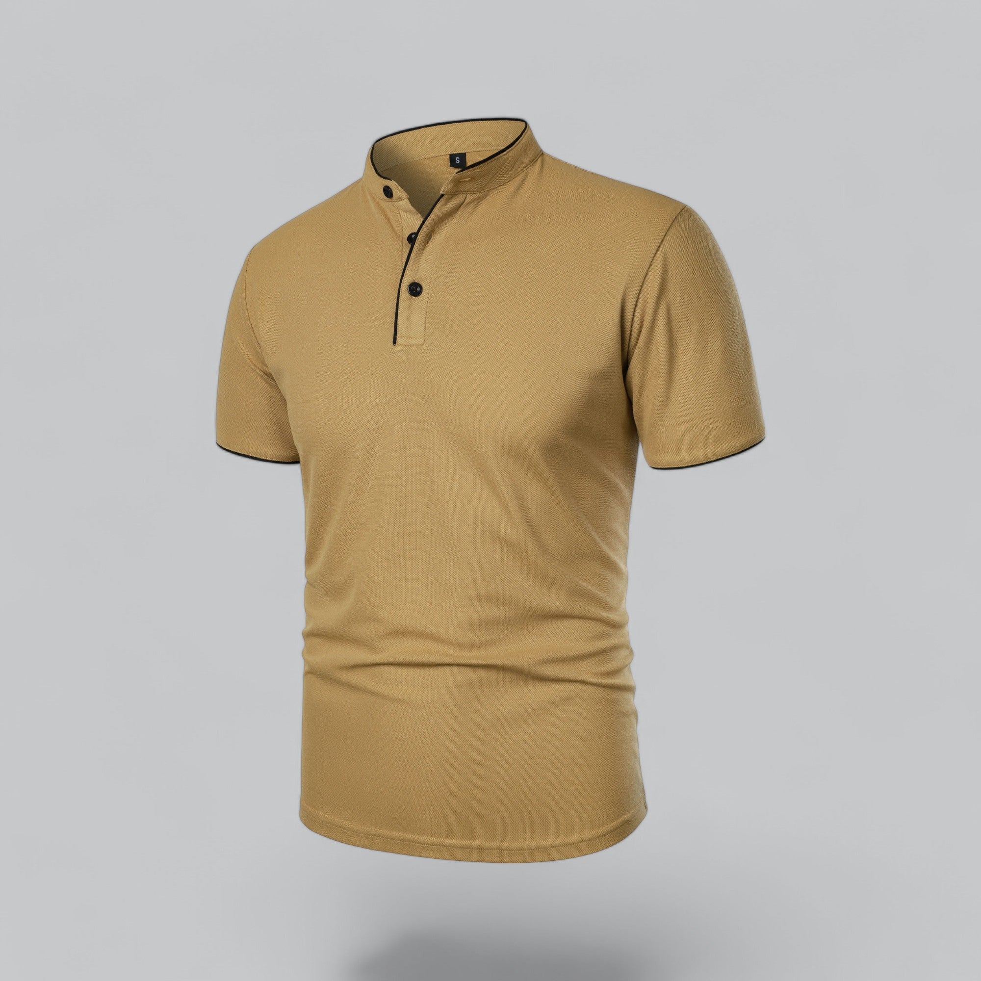 Poloshirt Herren Ohne Kragen Kurzarm Minimalistischer Stil