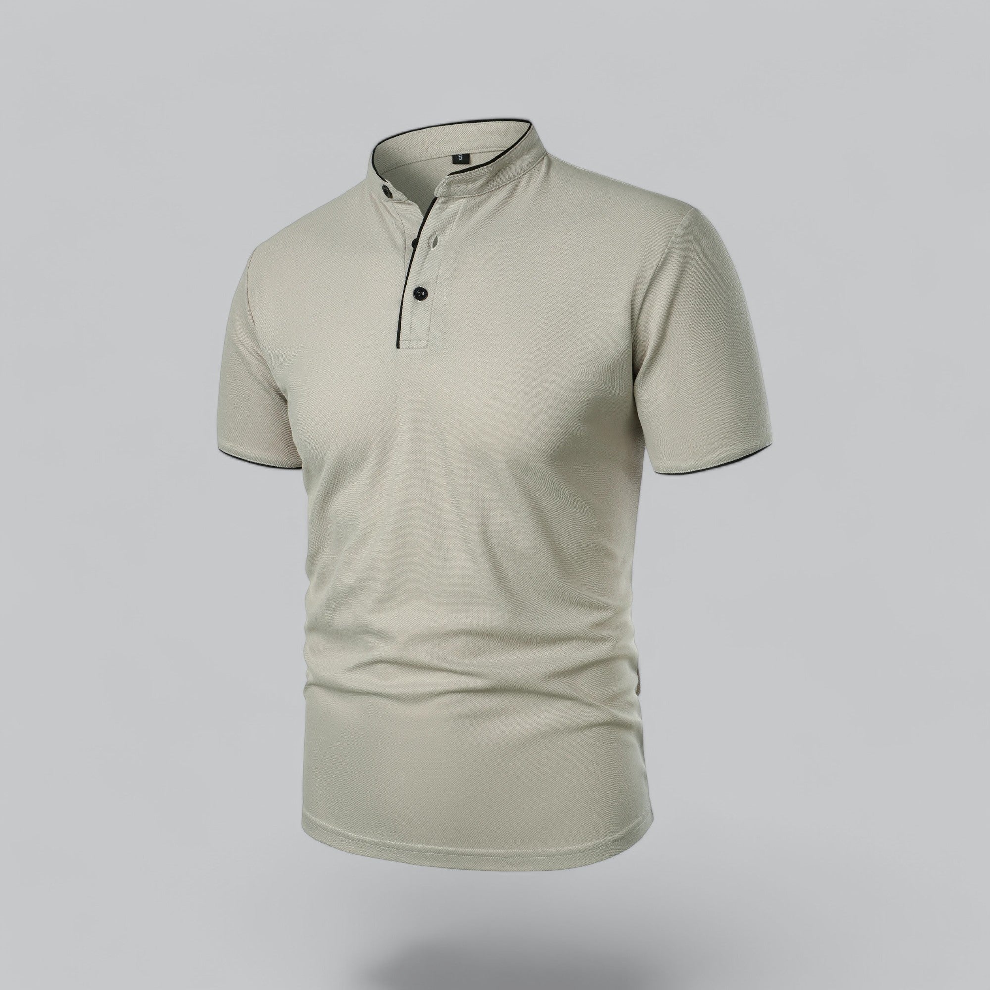 Poloshirt Herren Ohne Kragen Kurzarm Minimalistischer Stil