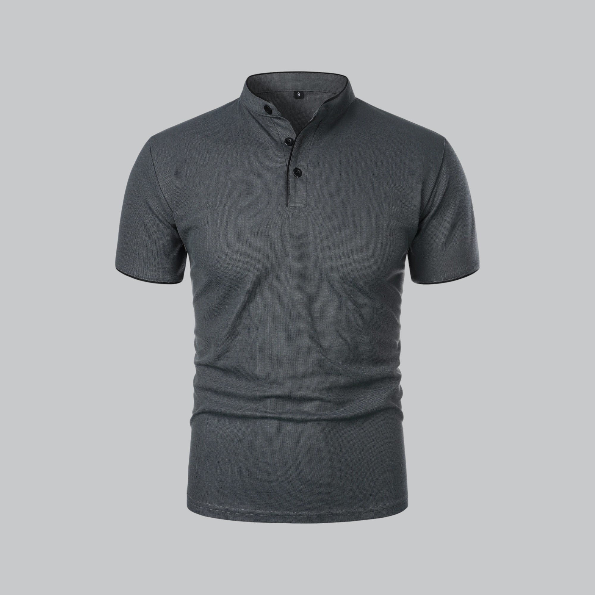Poloshirt Herren Ohne Kragen Kurzarm Minimalistischer Stil