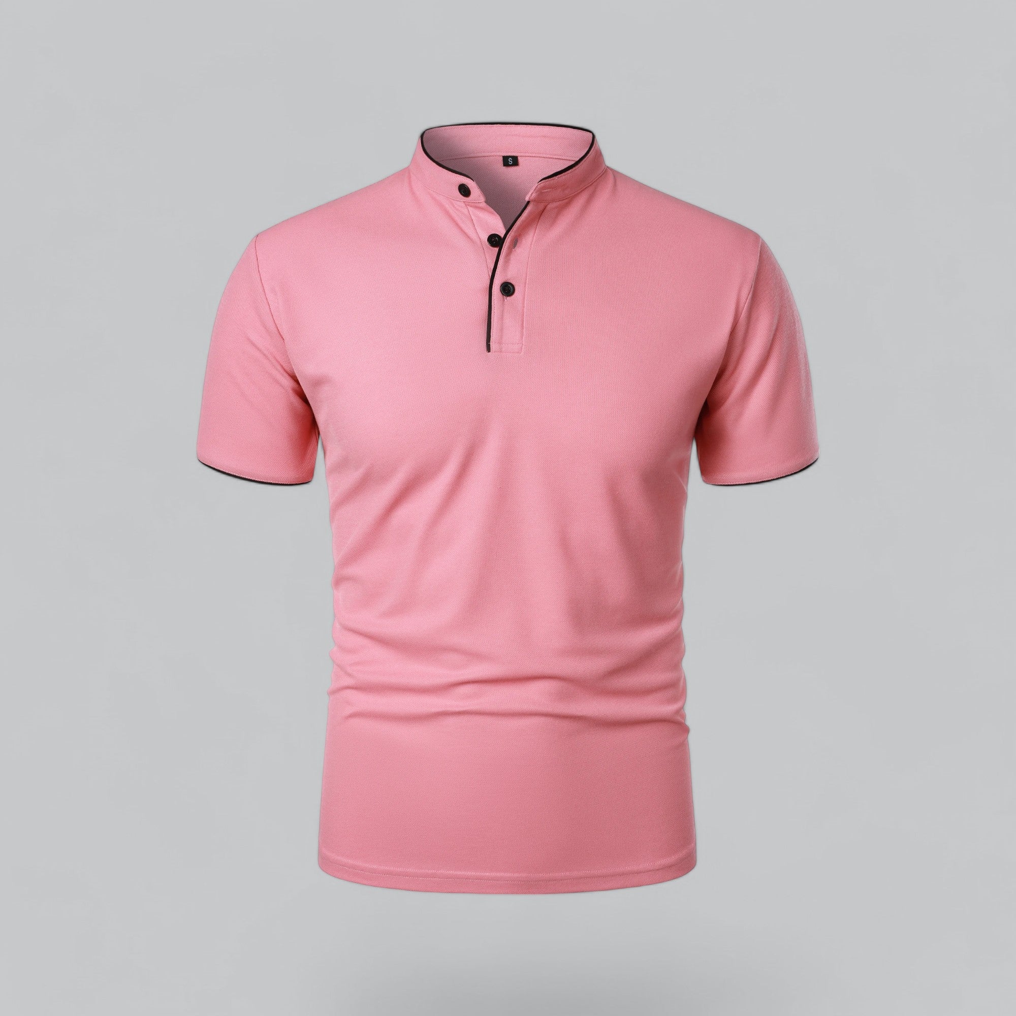 Poloshirt Herren Ohne Kragen Kurzarm Minimalistischer Stil