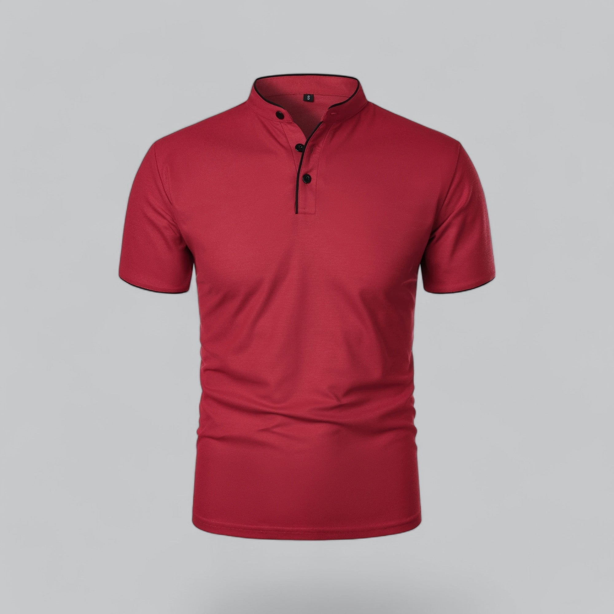 Poloshirt Herren Ohne Kragen Kurzarm Minimalistischer Stil