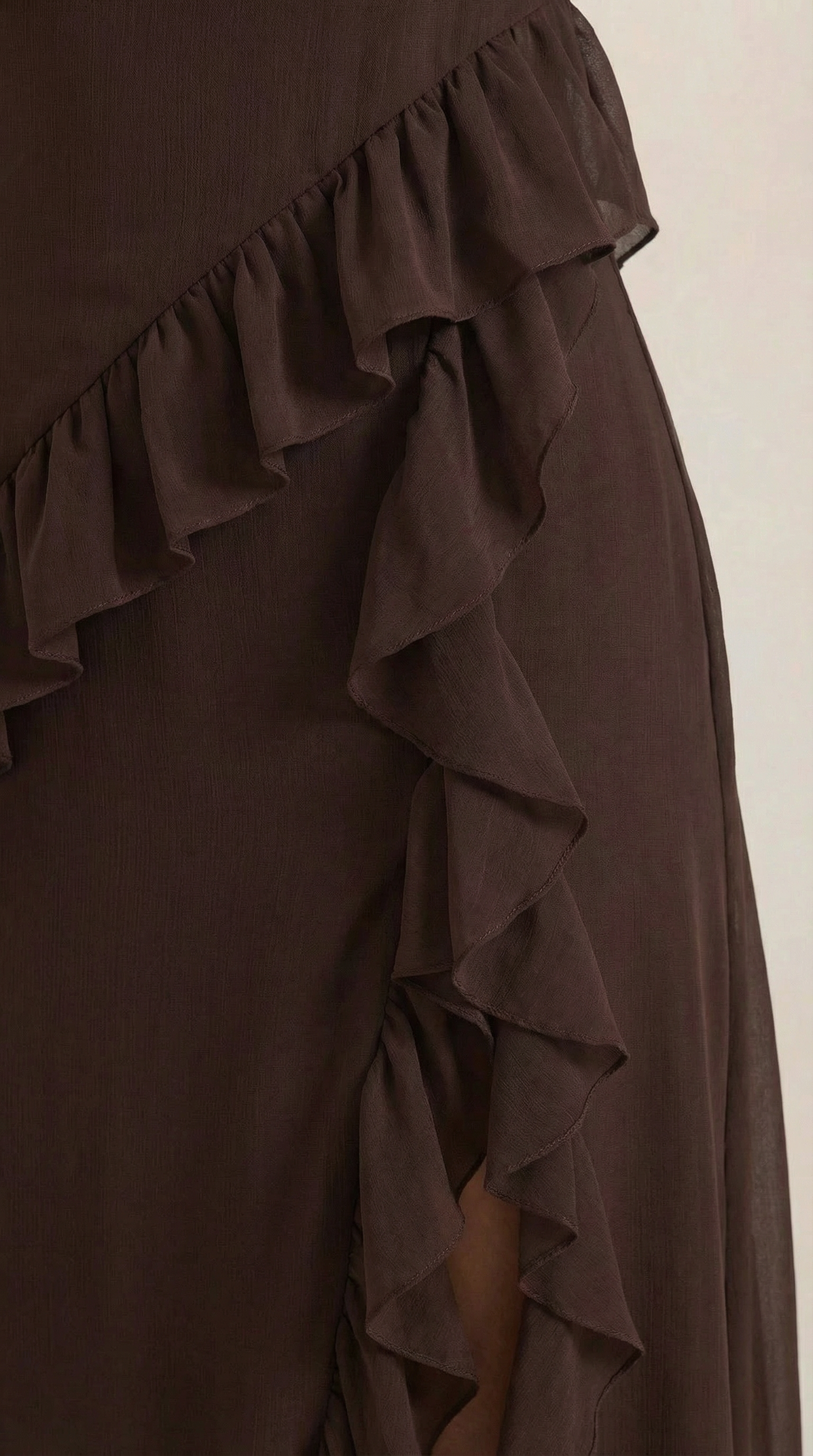 Maxikleid Damen Eckiger Ausschnitt Rueschen Asymmetrischer Schlitz