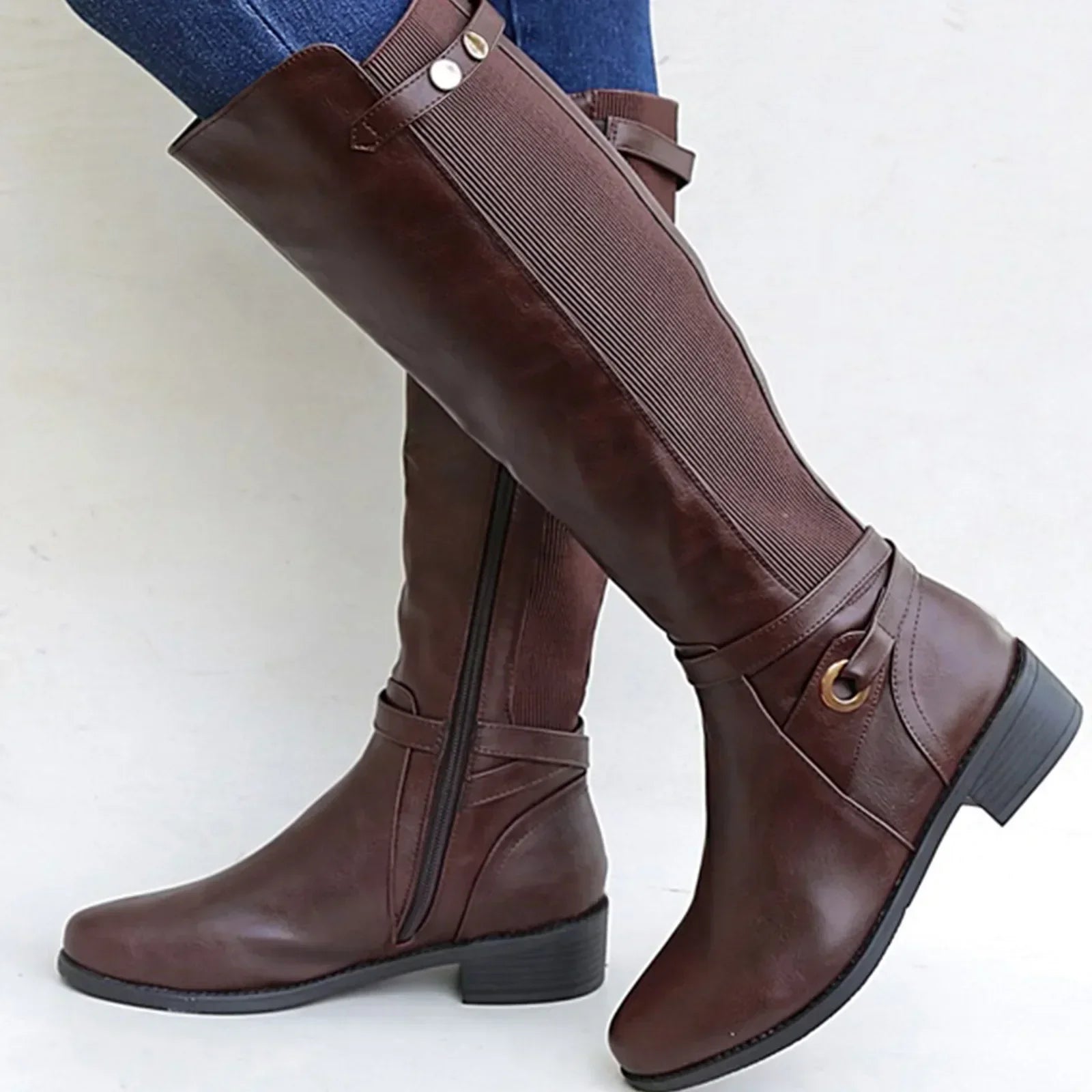 Stiefel Damen Wadenhoch rutschhemmend mit verstellbarem Verschluss