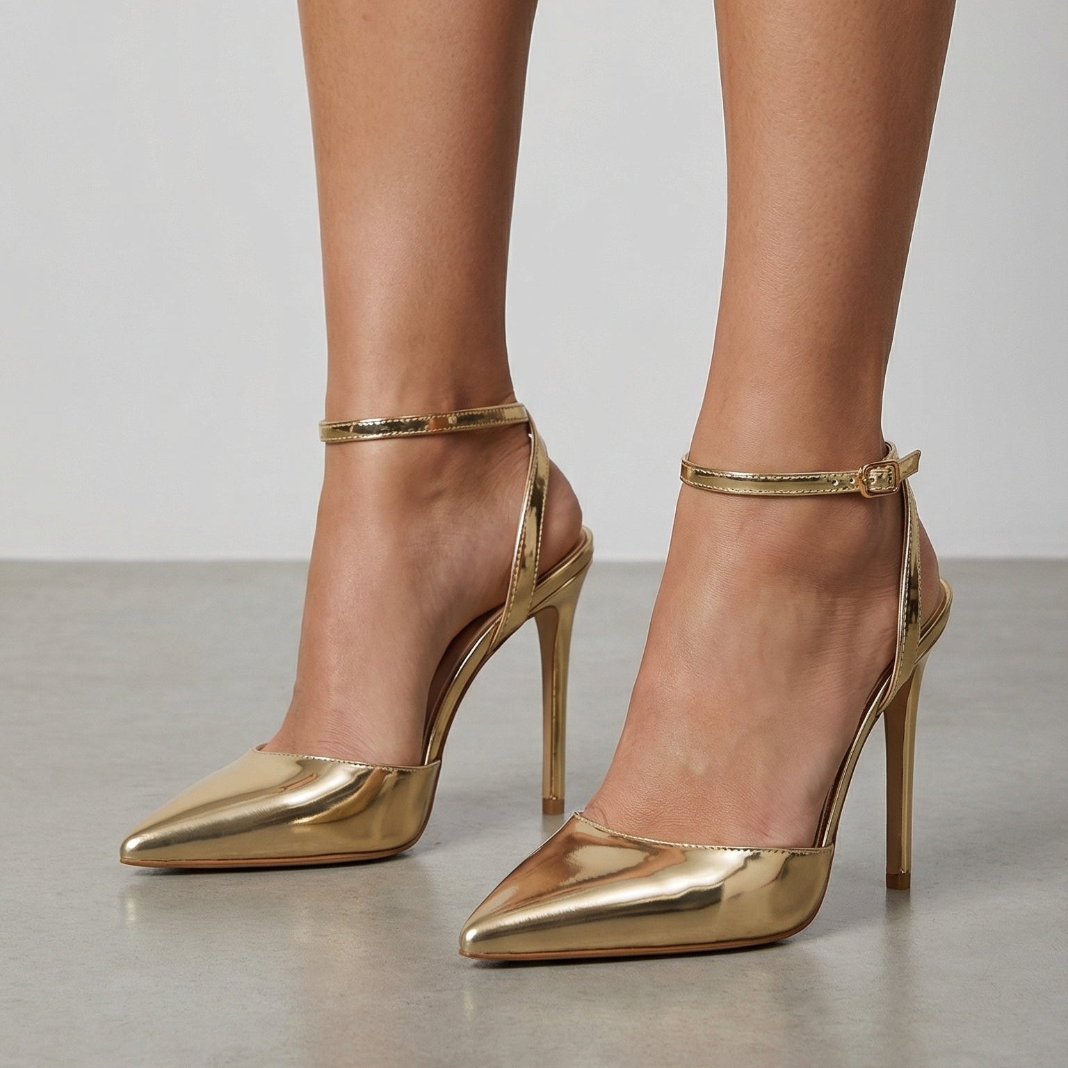 Absatzschuhe Damen Spitze Form mit Knöchelriemen