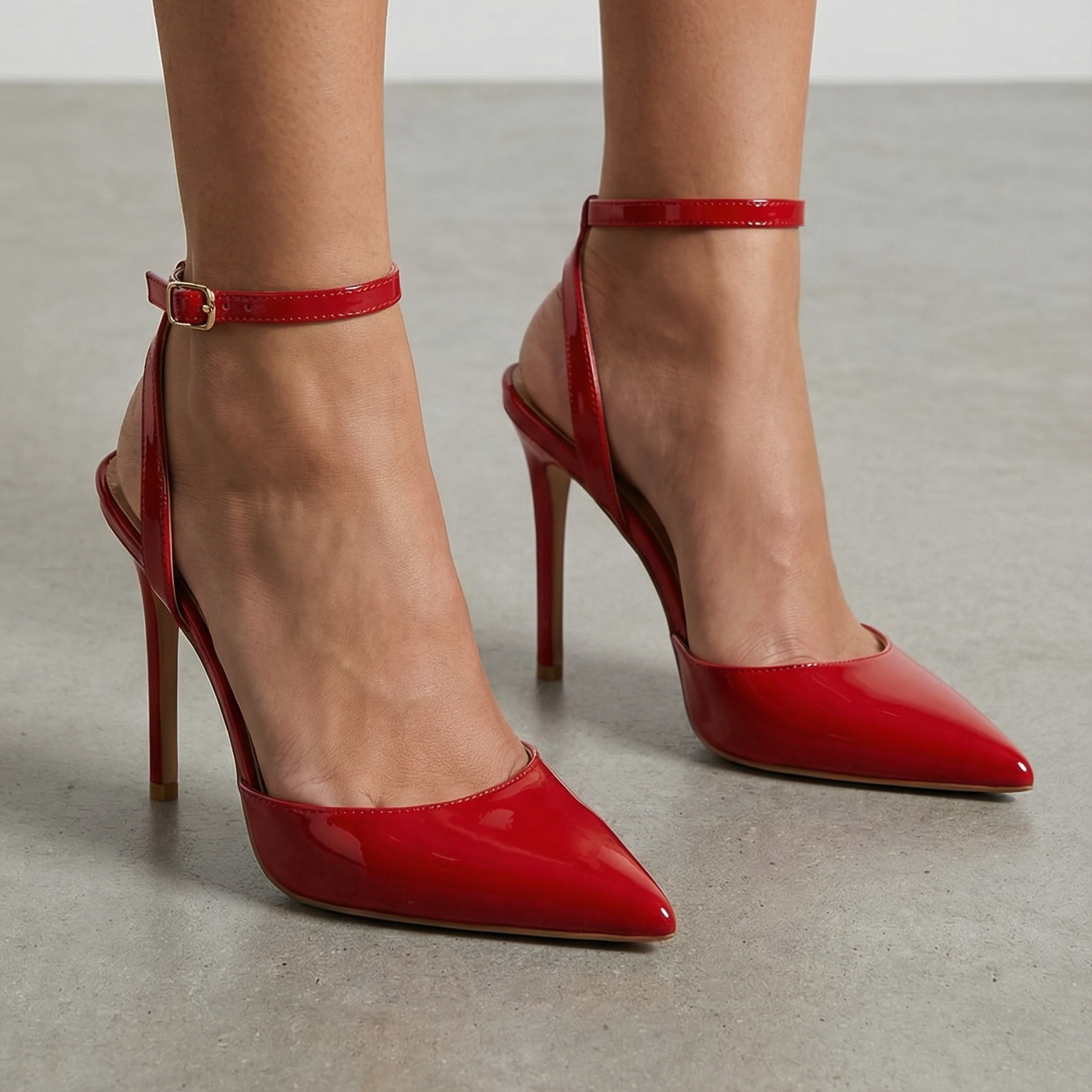 Absatzschuhe Damen Spitze Form mit Knöchelriemen
