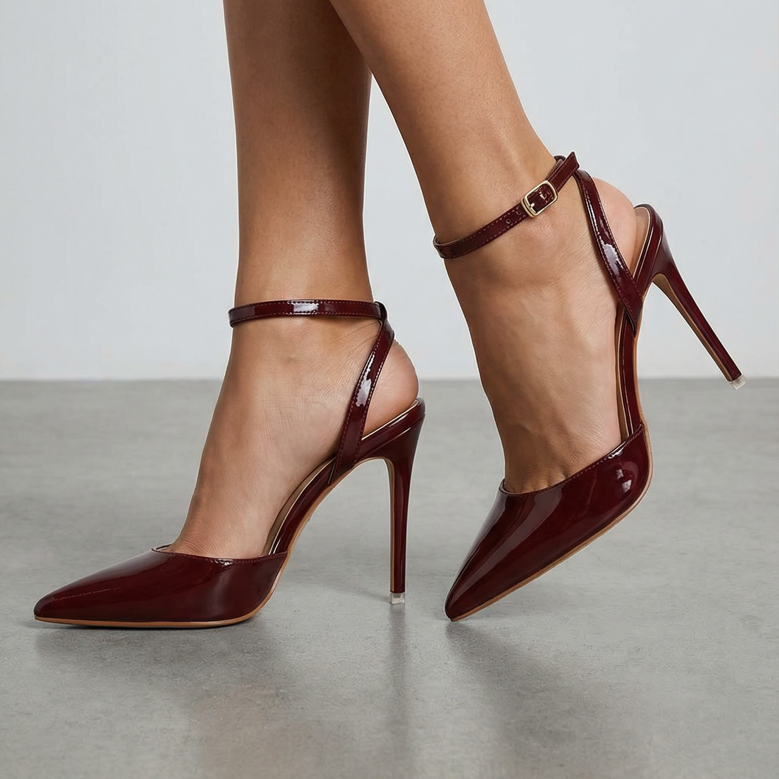 Absatzschuhe Damen Spitze Form mit Knöchelriemen