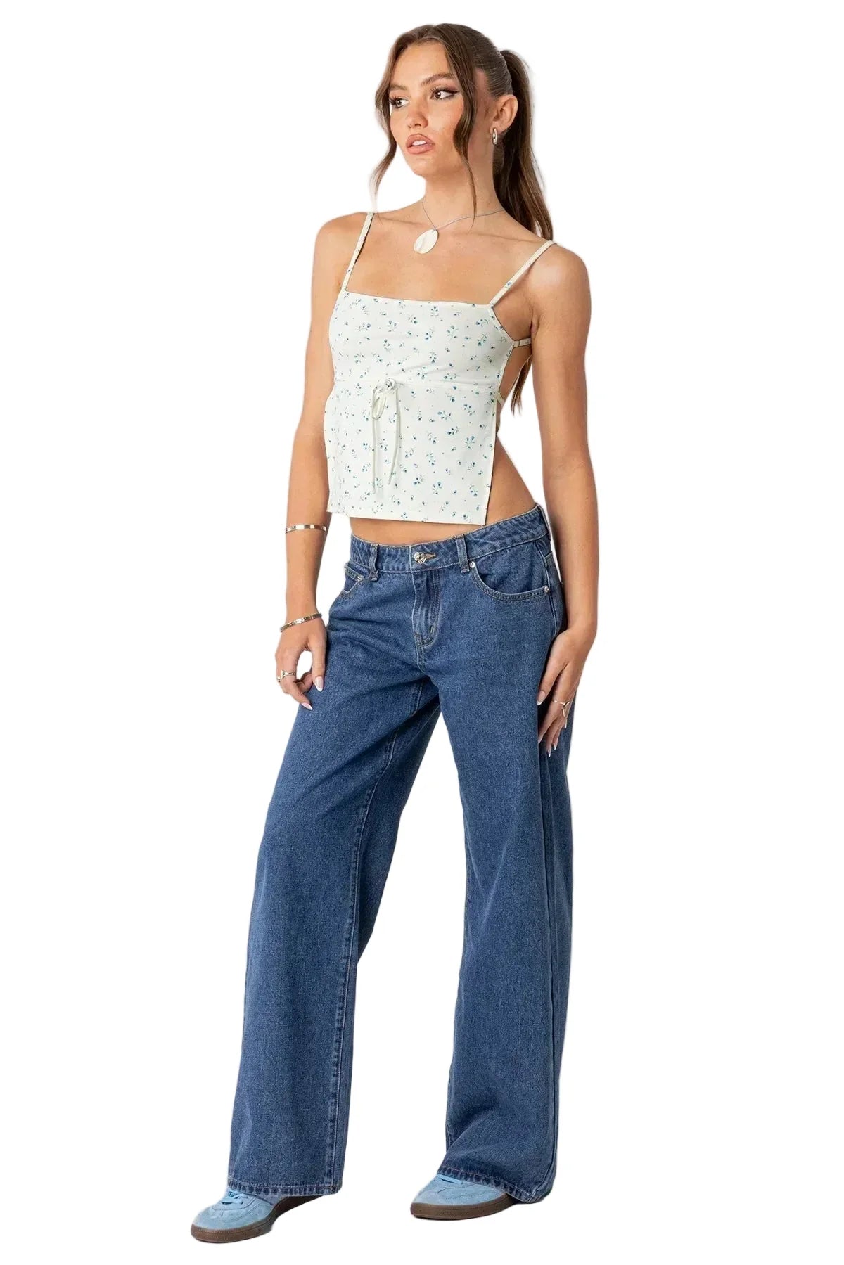 Damen Jeans Gerades Bein mit Tiefem Bund