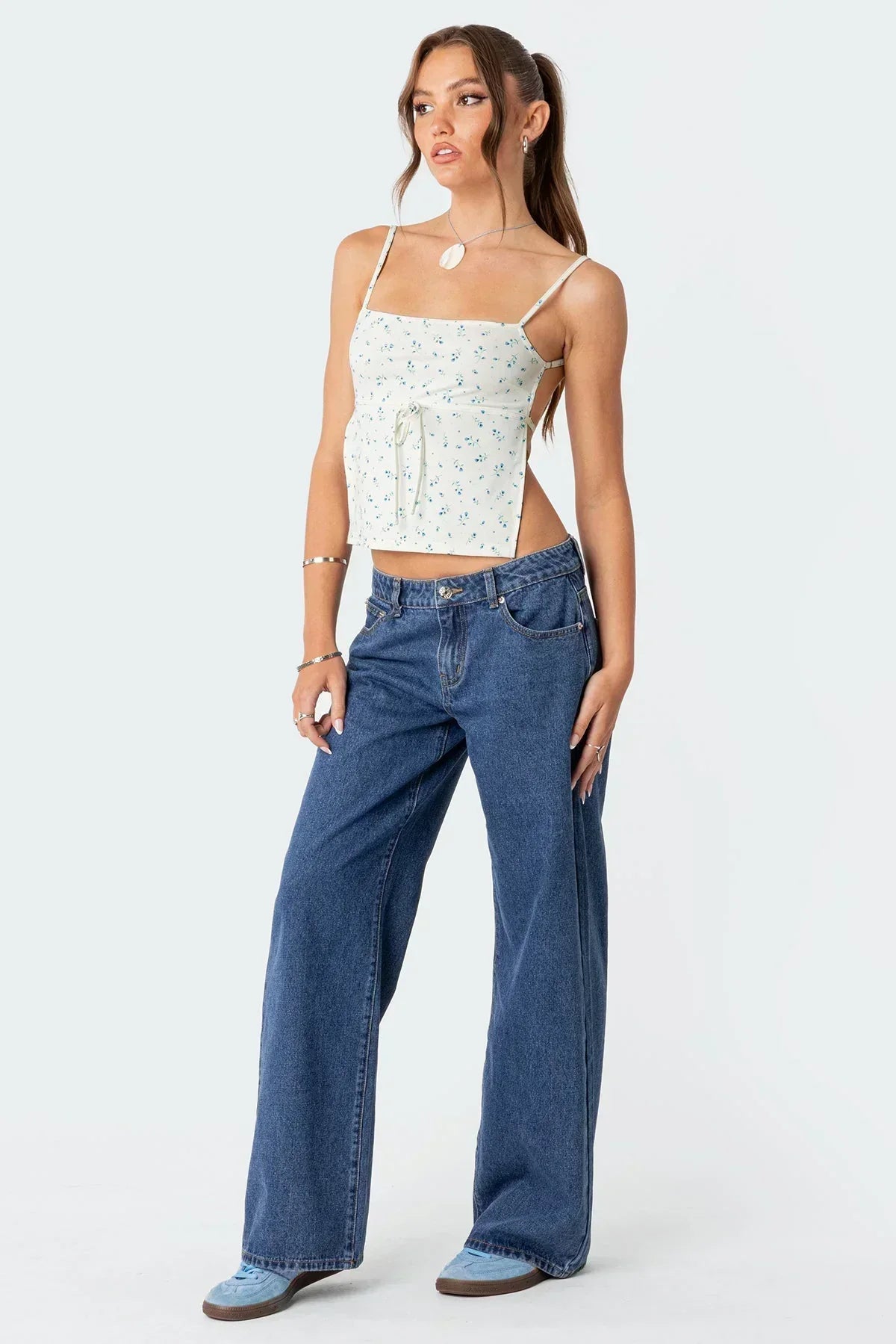 Damen Jeans Gerades Bein mit Tiefem Bund