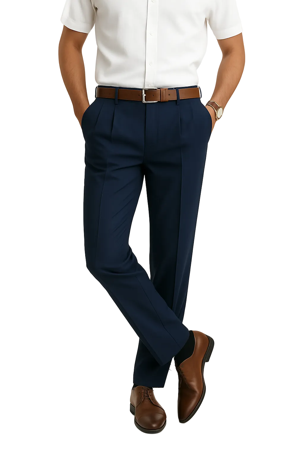 Hose Herren Normale Passform Glatte Vorderseite Schnitt