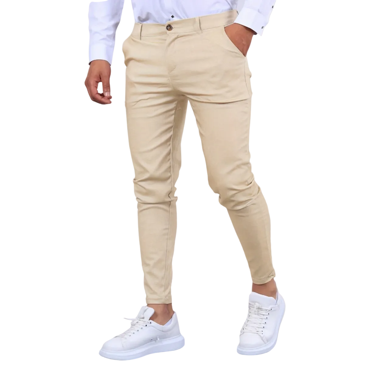 Hose Herren Schmale Passform Hüfte Bein Enger Saum