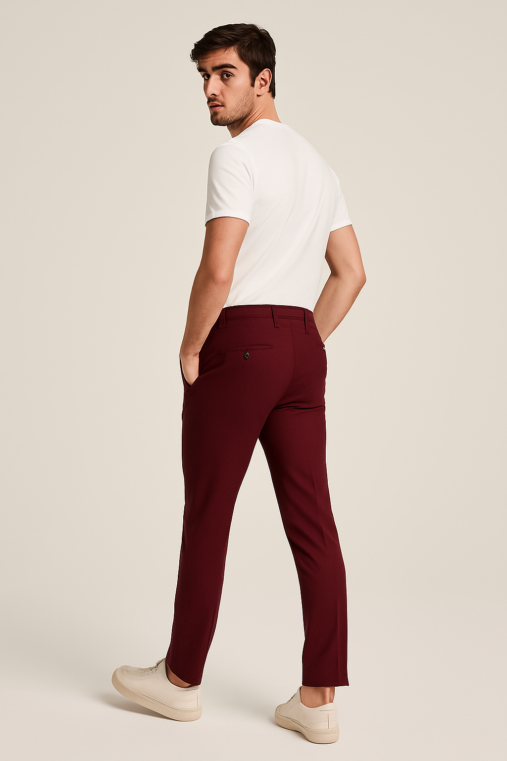 Hose Herren Schmale Passform Glatte Vorderseite