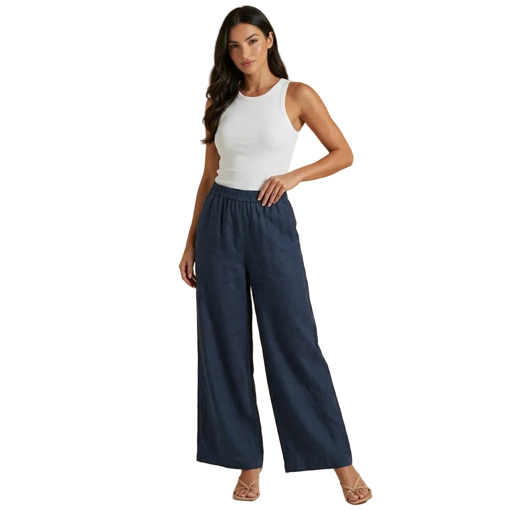 Hose Damen – Weites Bein, Gummibund & Schlupfform