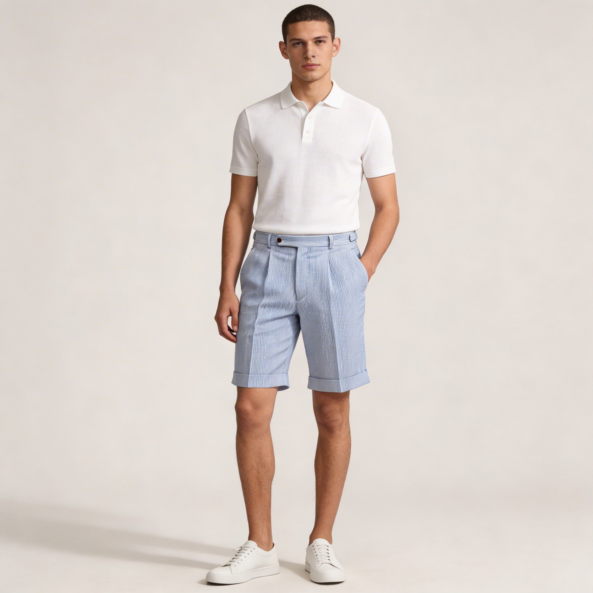 Leinen Shorts Herren – Hoher Bund & Bundfalten