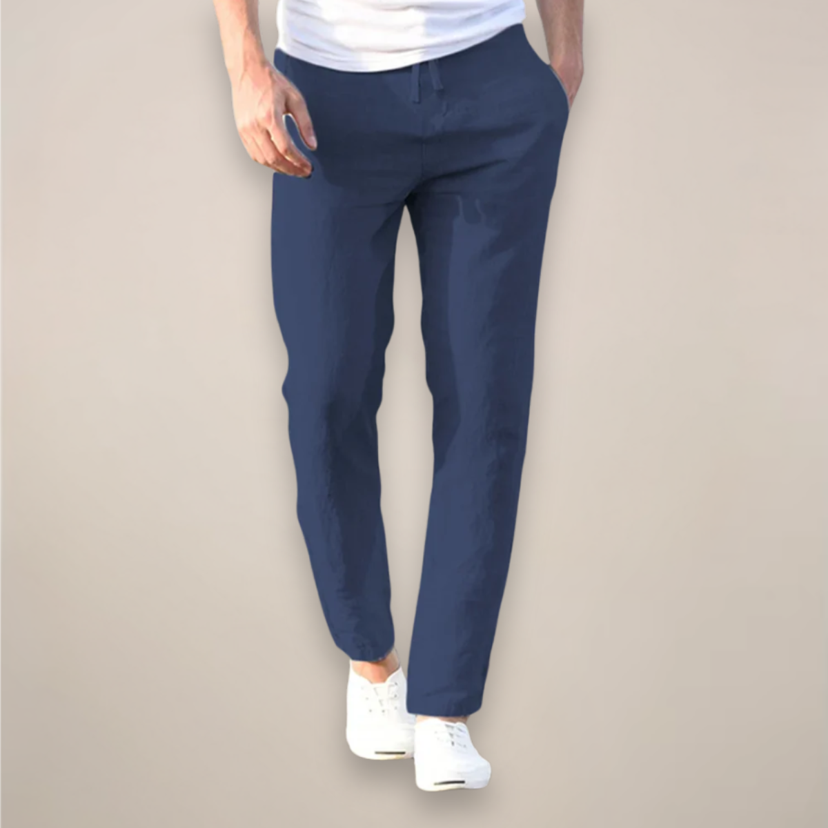 Leinenhose Herren – Lockerer Schnitt & Gummibund, lang