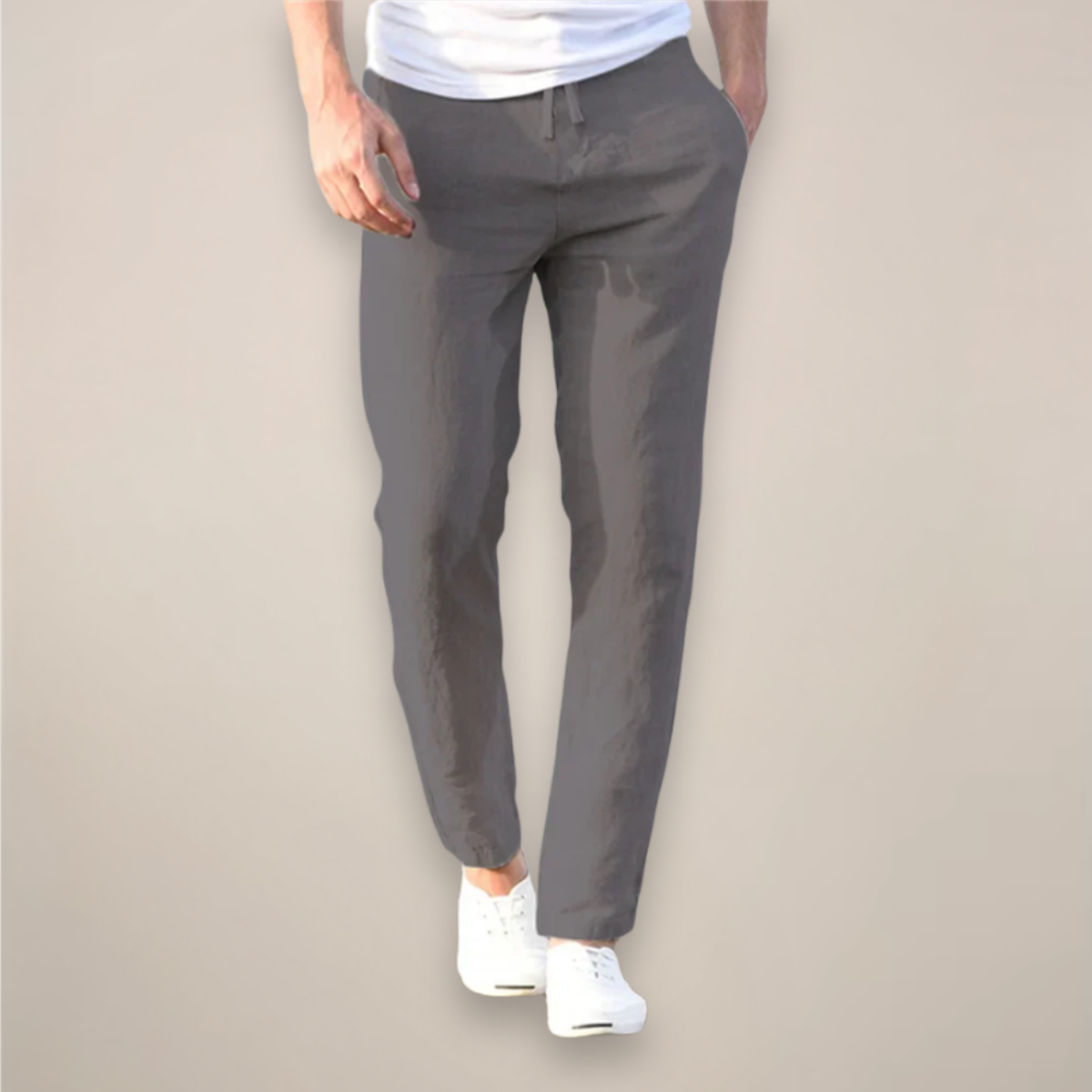 Leinenhose Herren – Lockerer Schnitt & Gummibund, lang
