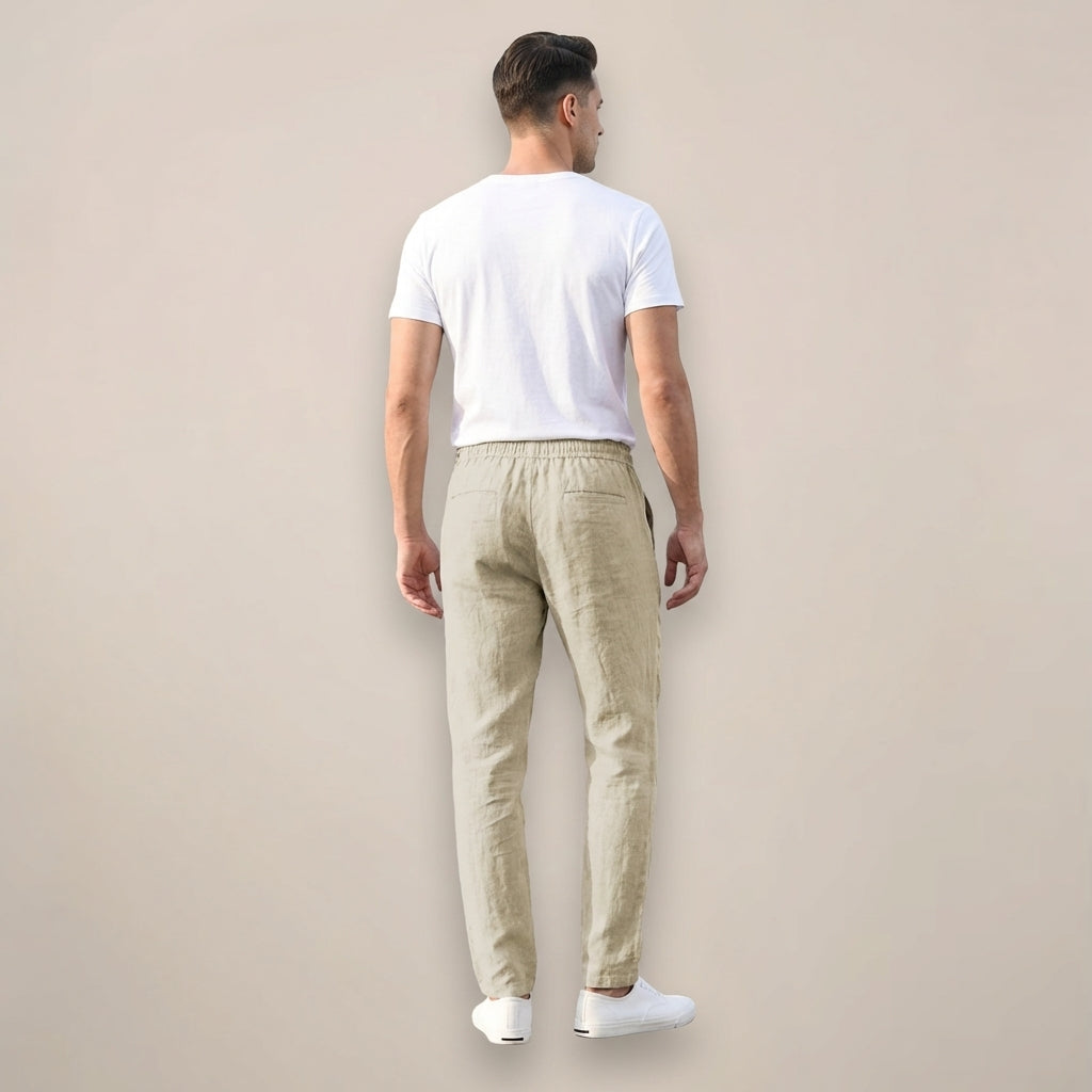 Leinenhose Herren – Lockerer Schnitt & Gummibund, lang