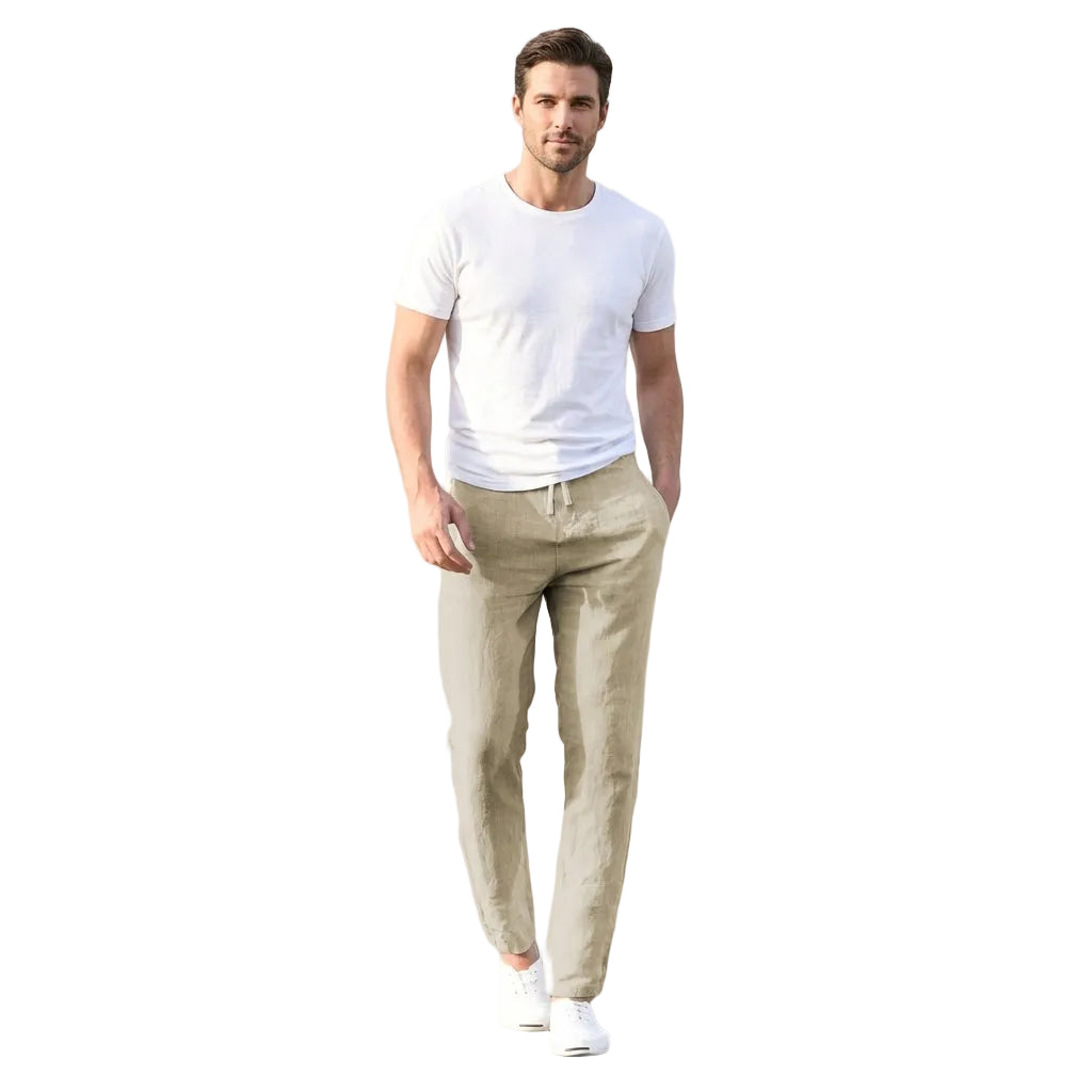 Leinenhose Herren – Lockerer Schnitt & Gummibund, lang