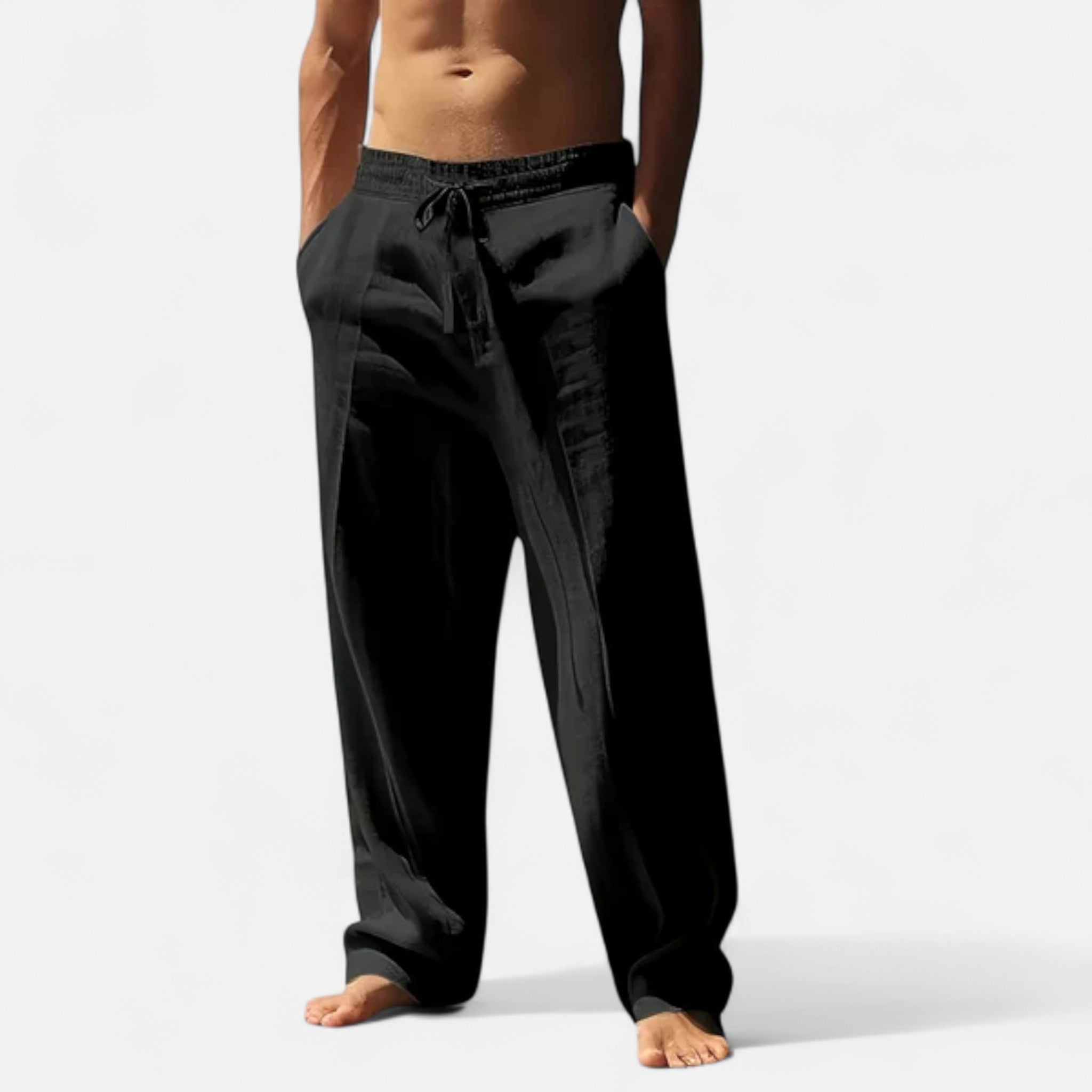 Leinenhose Herren – Weites Bein, Gummibund & Kordelzug