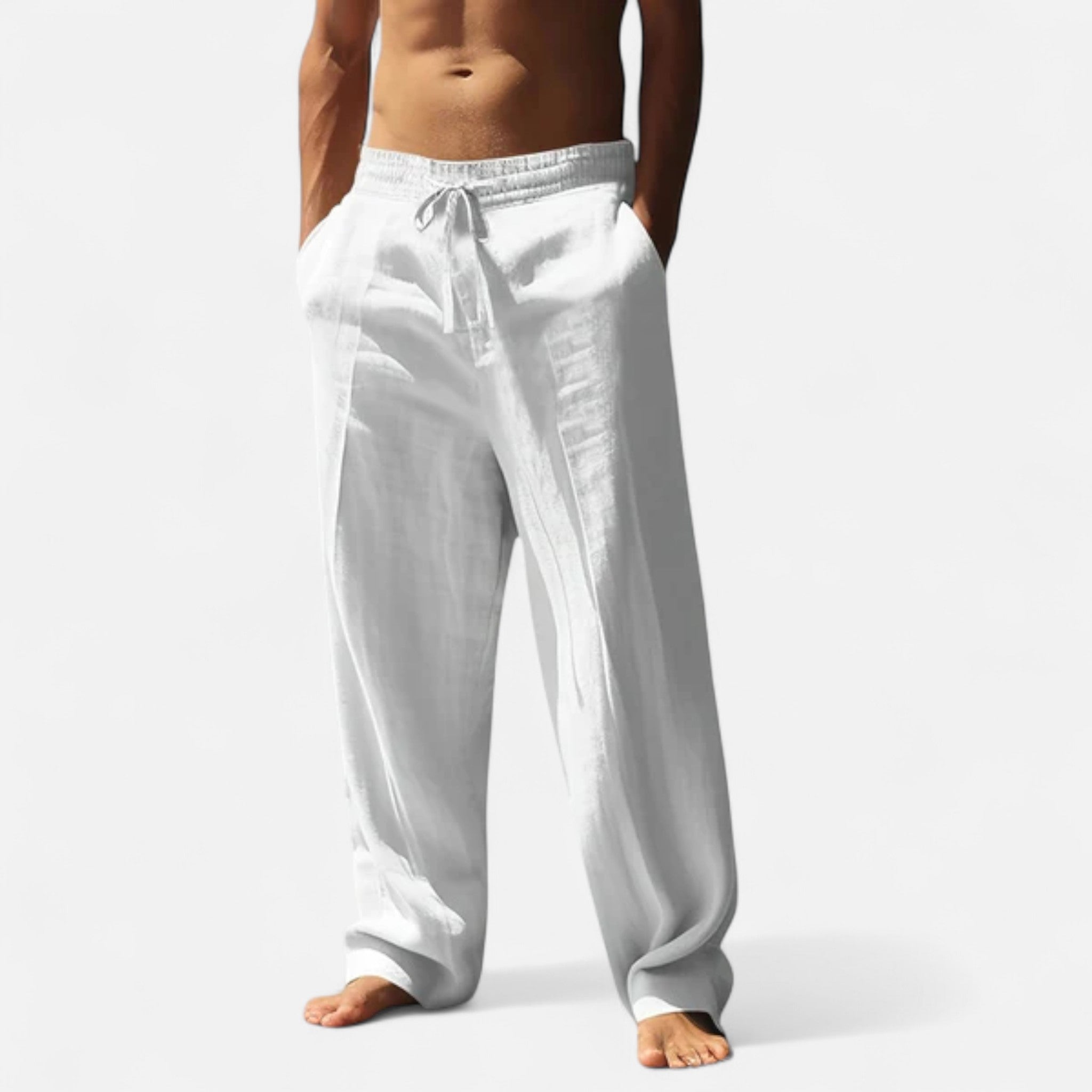 Leinenhose Herren – Weites Bein, Gummibund & Kordelzug
