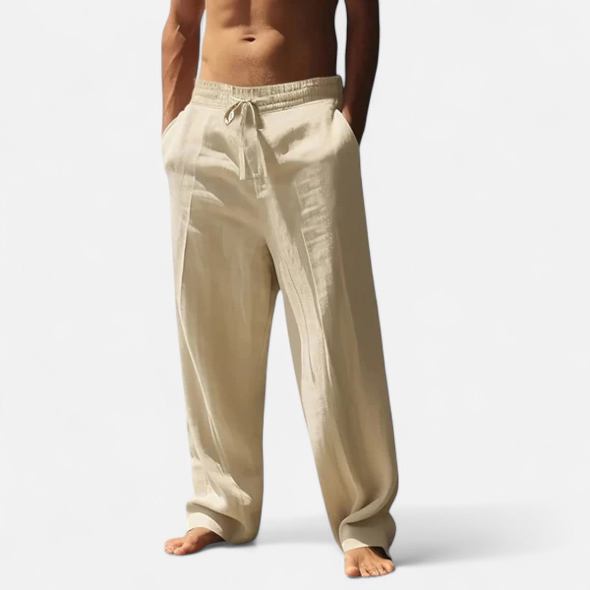 Leinenhose Herren – Weites Bein, Gummibund & Kordelzug
