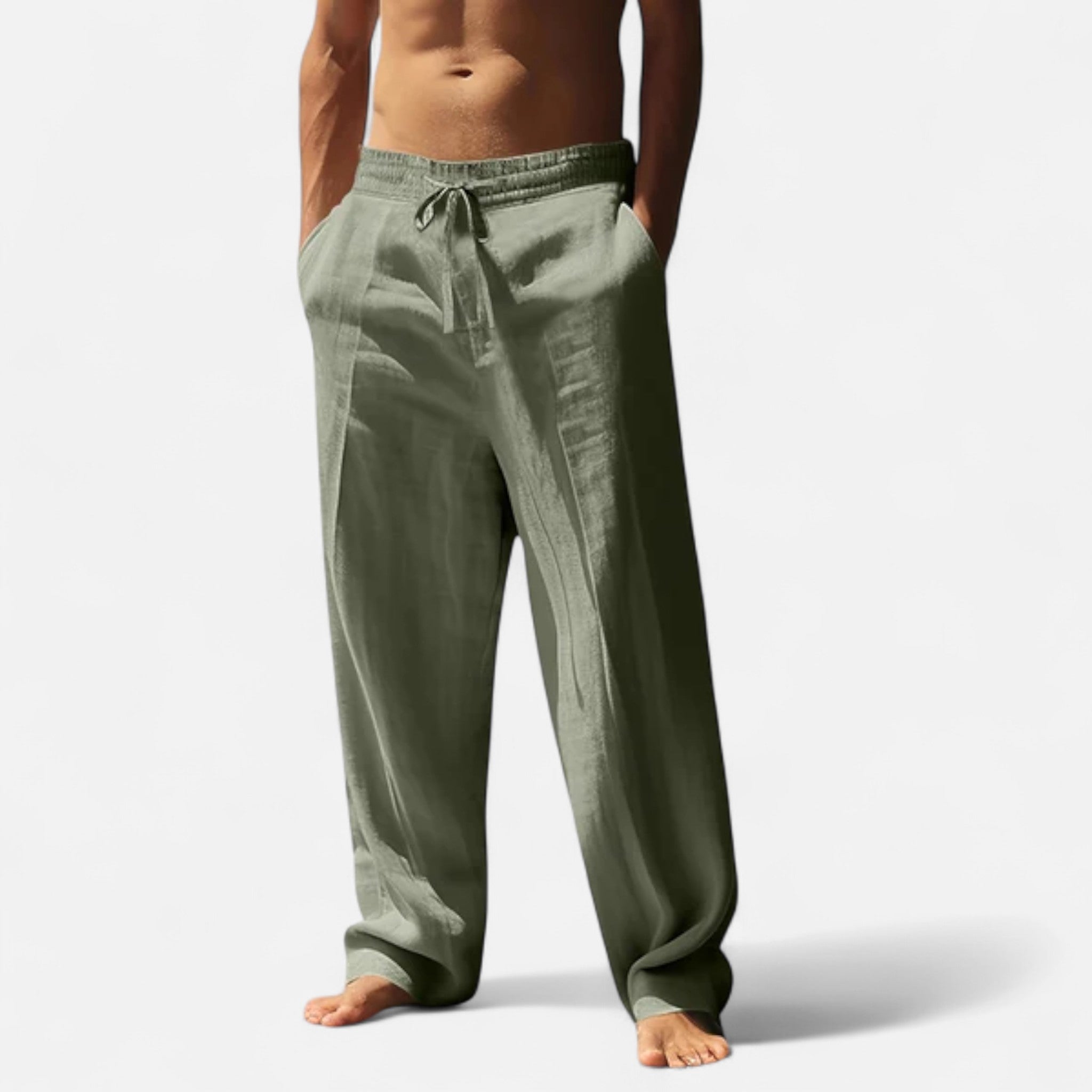 Leinenhose Herren – Weites Bein, Gummibund & Kordelzug