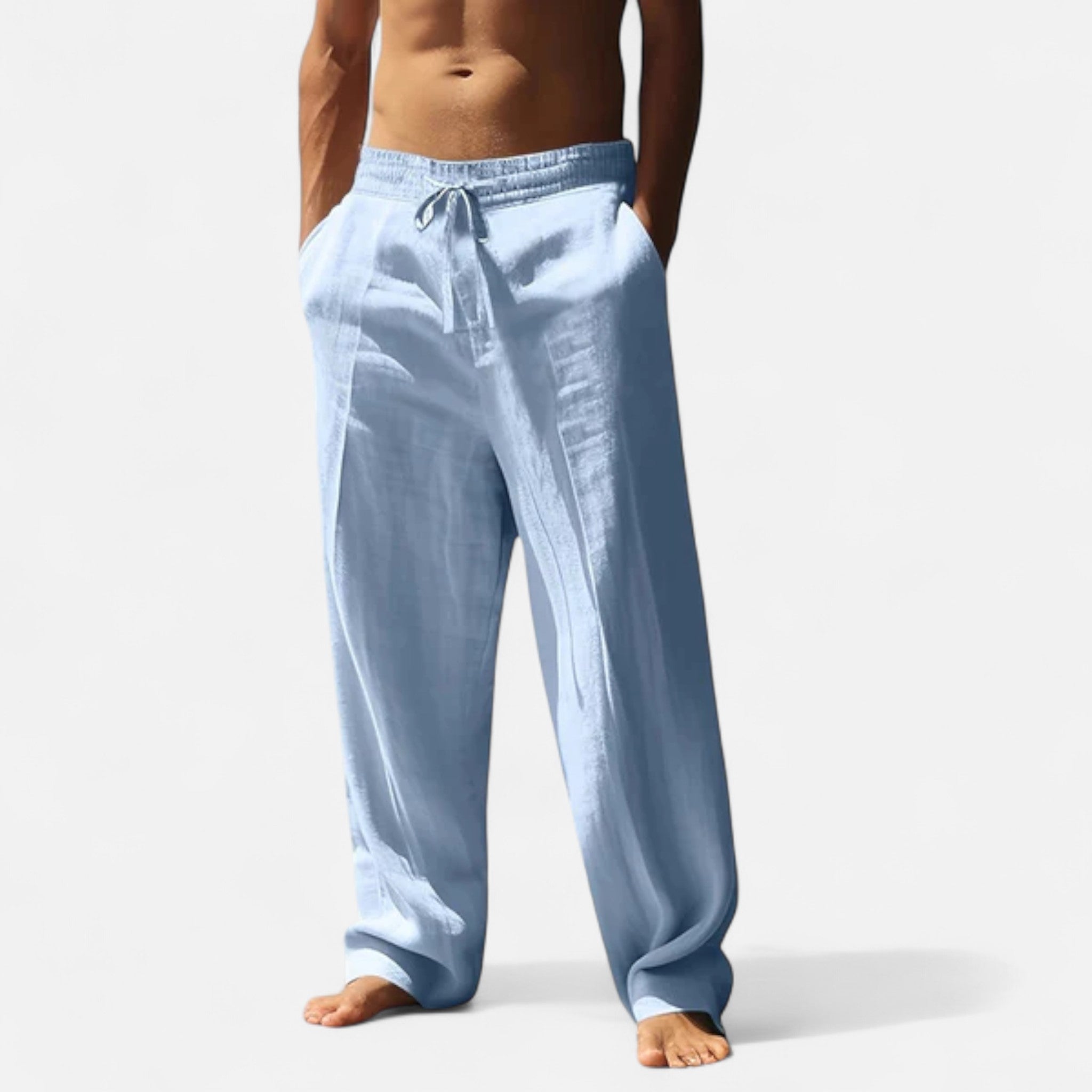 Leinenhose Herren – Weites Bein, Gummibund & Kordelzug