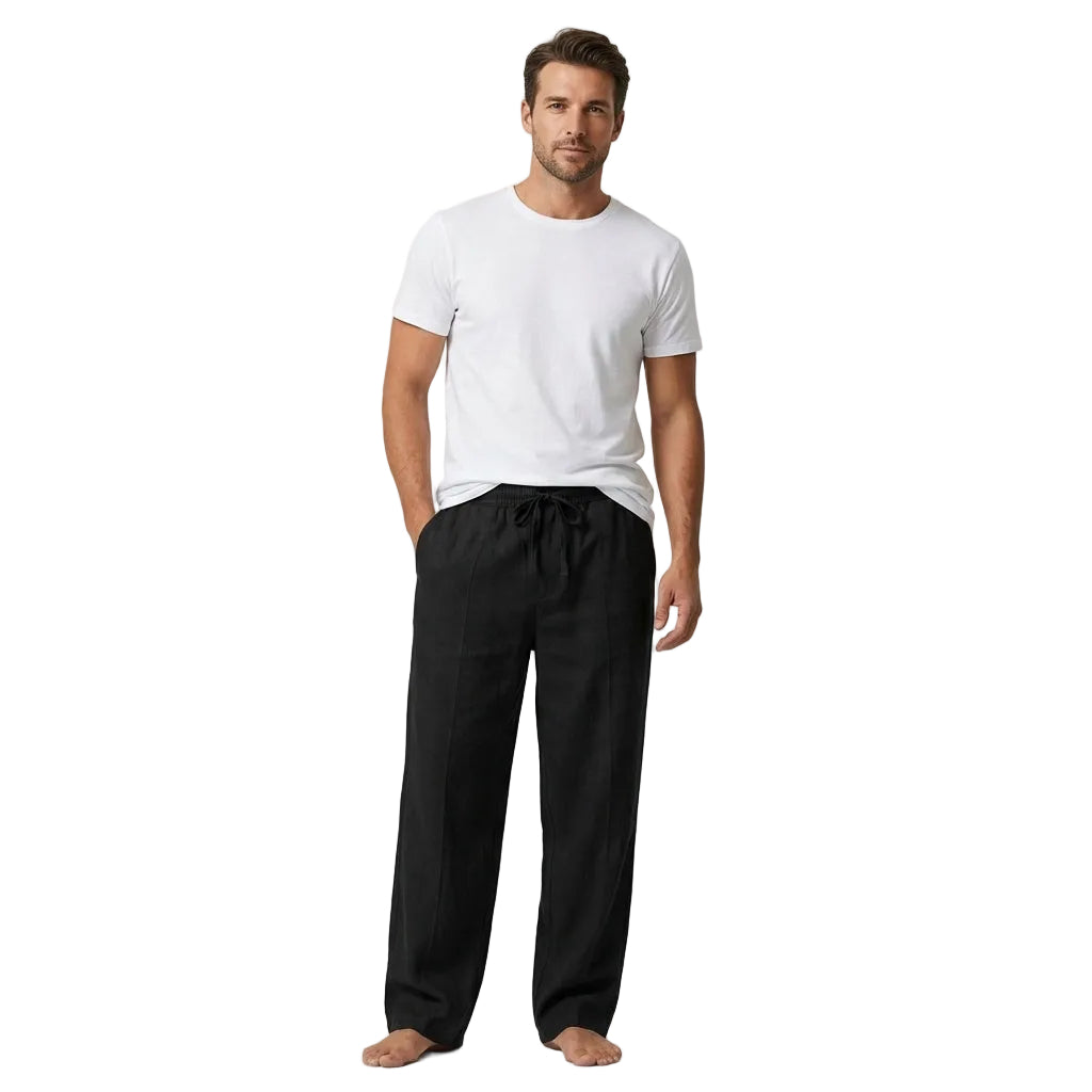 Leinenhose Herren – Weites Bein, Gummibund & Kordelzug
