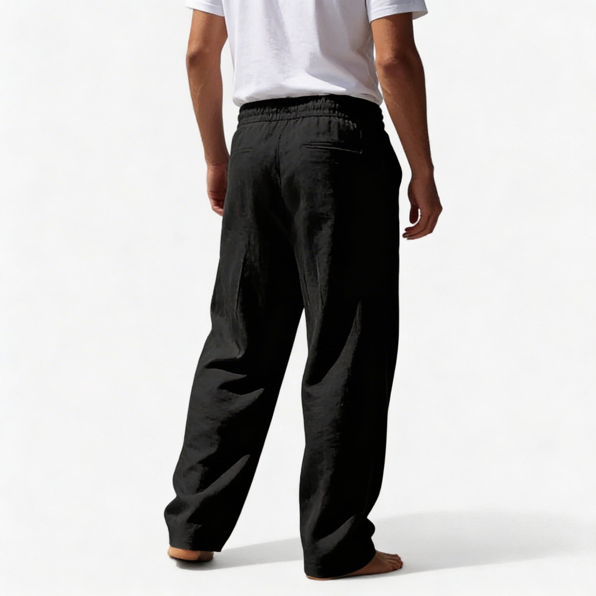 Leinenhose Herren – Weites Bein, Gummibund & Kordelzug