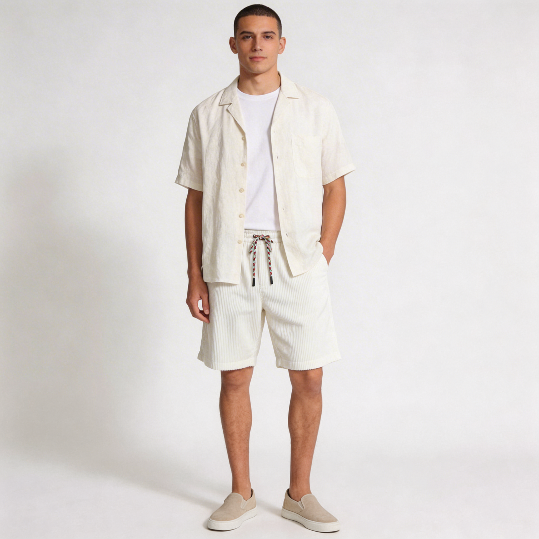 Leinenshorts Herren – Lockerer Schnitt, Länge über dem Knie