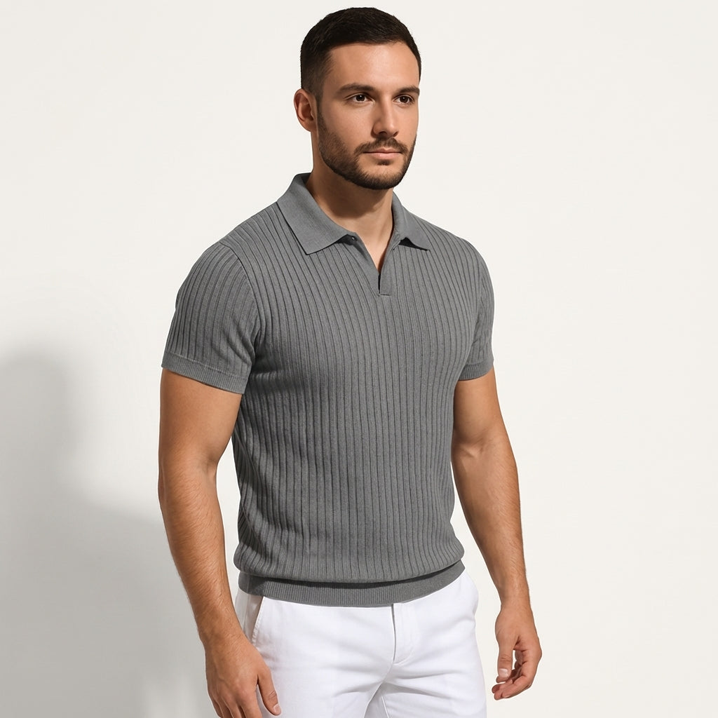 Poloshirt Herren Körpernahe Passform Knopfleiste Design