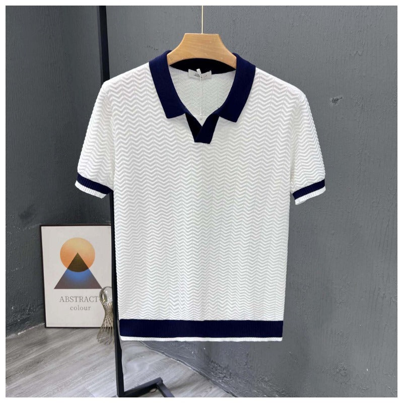Poloshirt Herren Kurzarm Zickzackmuster Modernes Design
