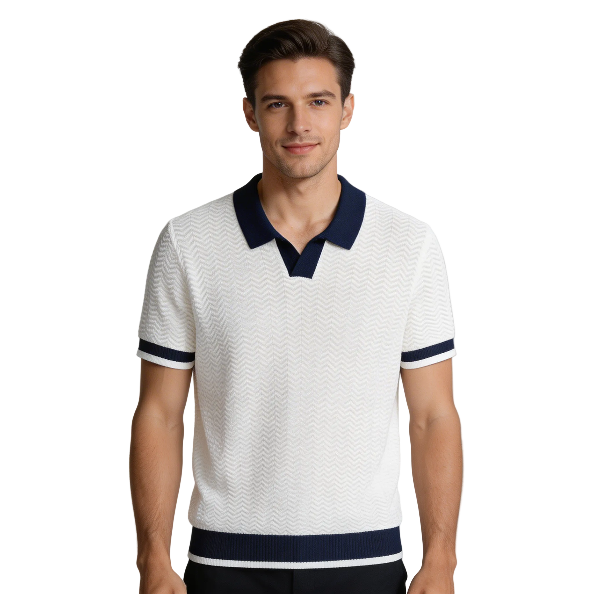 Poloshirt Herren Kurzarm Zickzackmuster Modernes Design