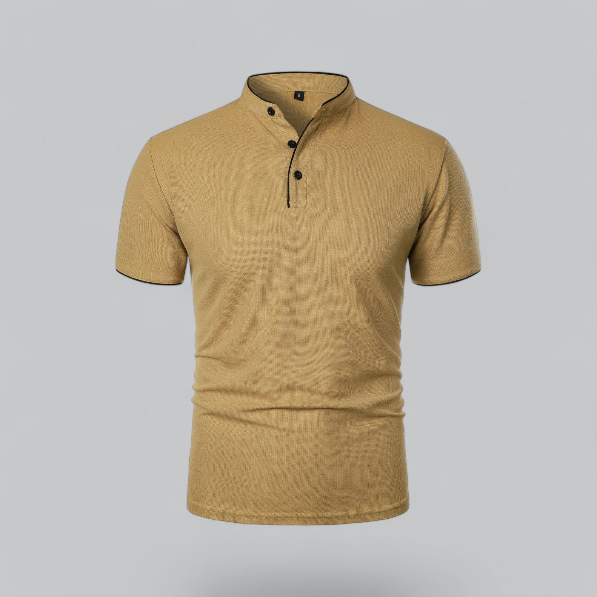 Poloshirt Herren Ohne Kragen Kurzarm Minimalistischer Stil