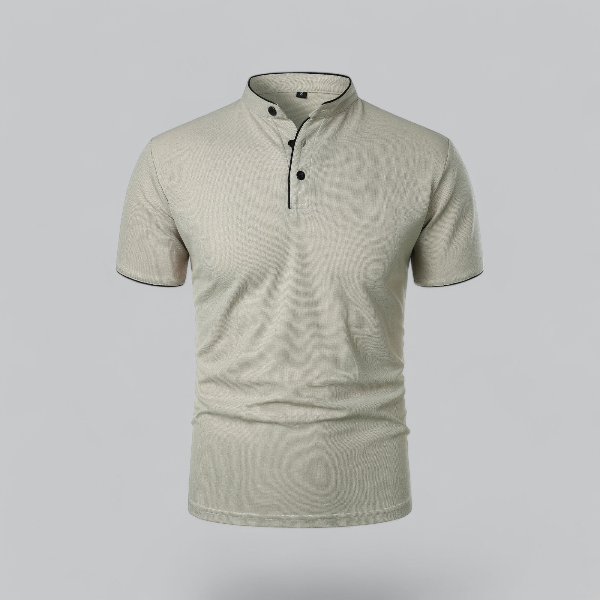 Poloshirt Herren Ohne Kragen Kurzarm Minimalistischer Stil