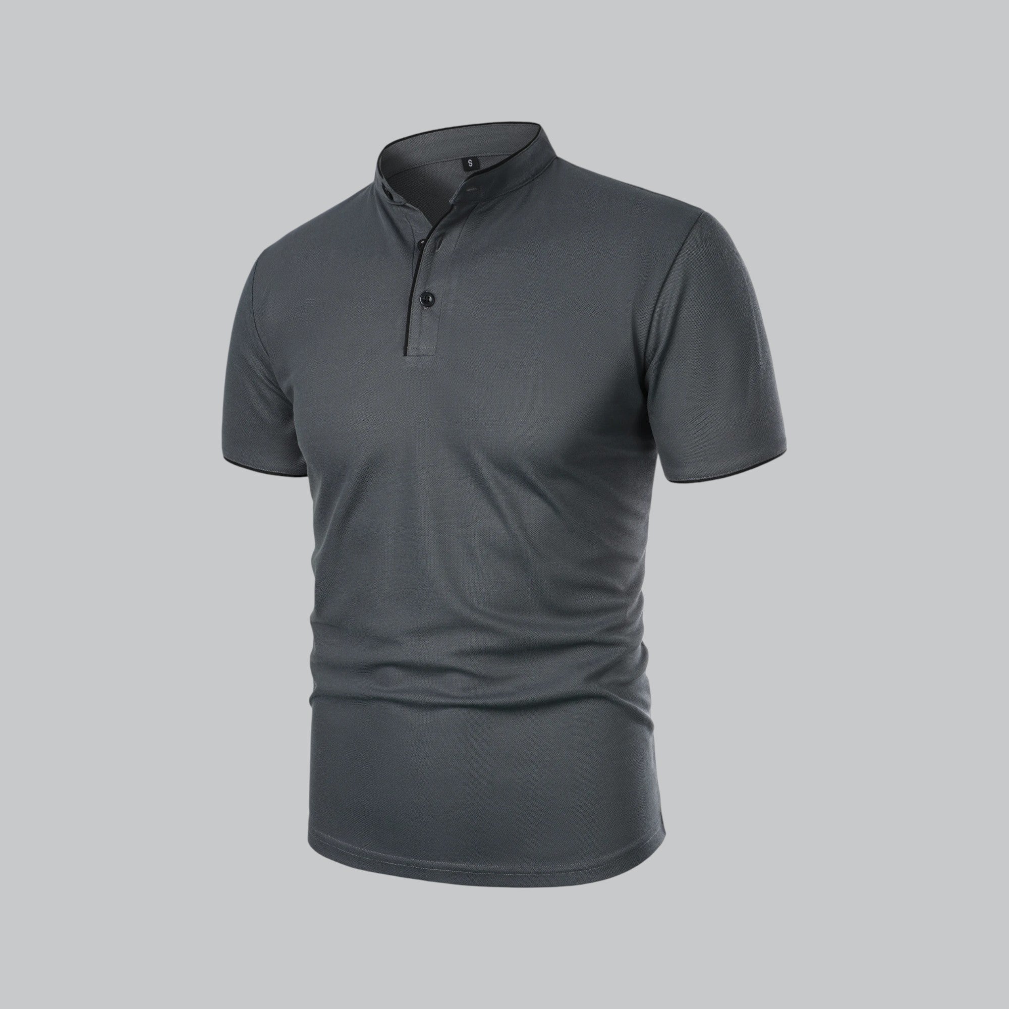 Poloshirt Herren Ohne Kragen Kurzarm Minimalistischer Stil