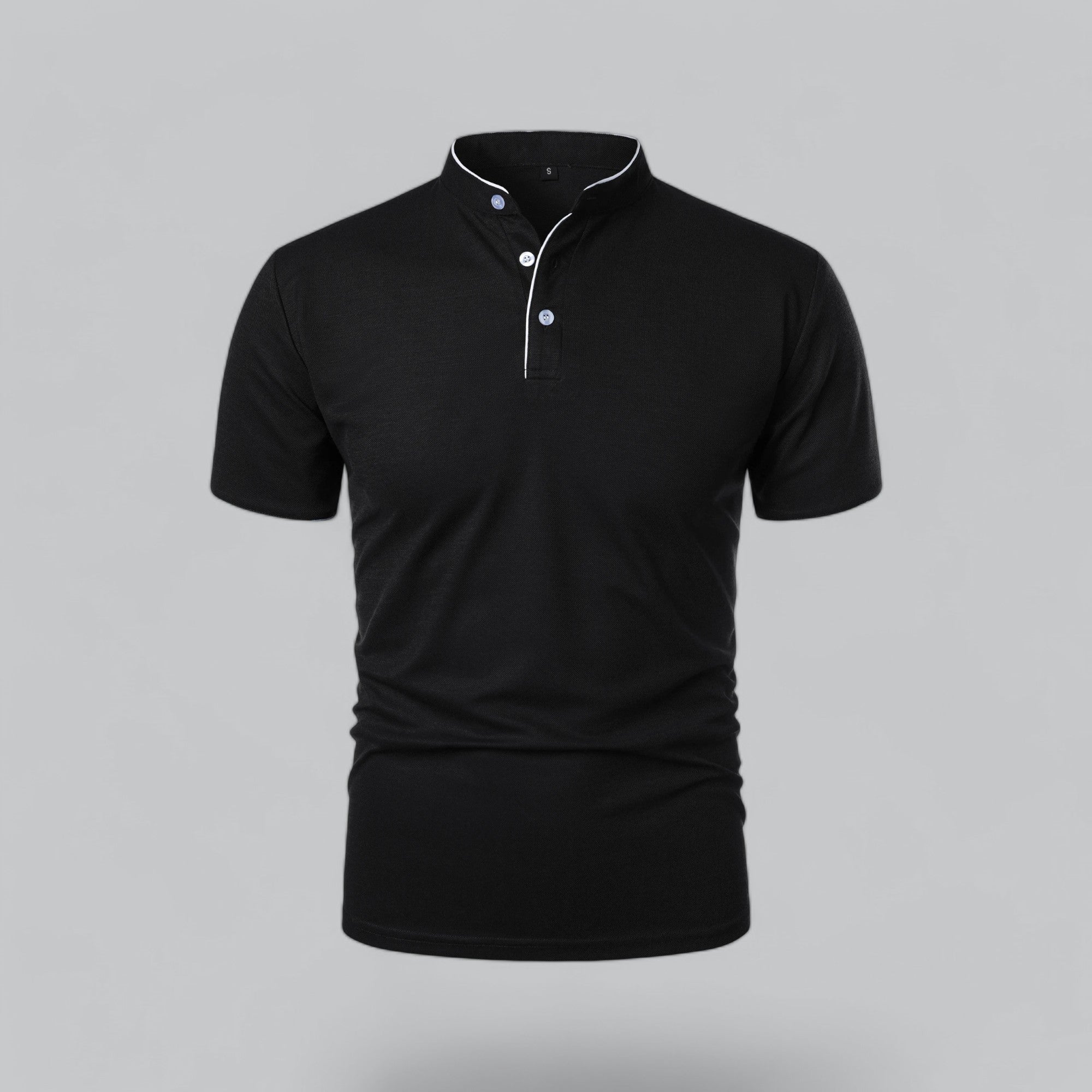 Poloshirt Herren Ohne Kragen Kurzarm Minimalistischer Stil