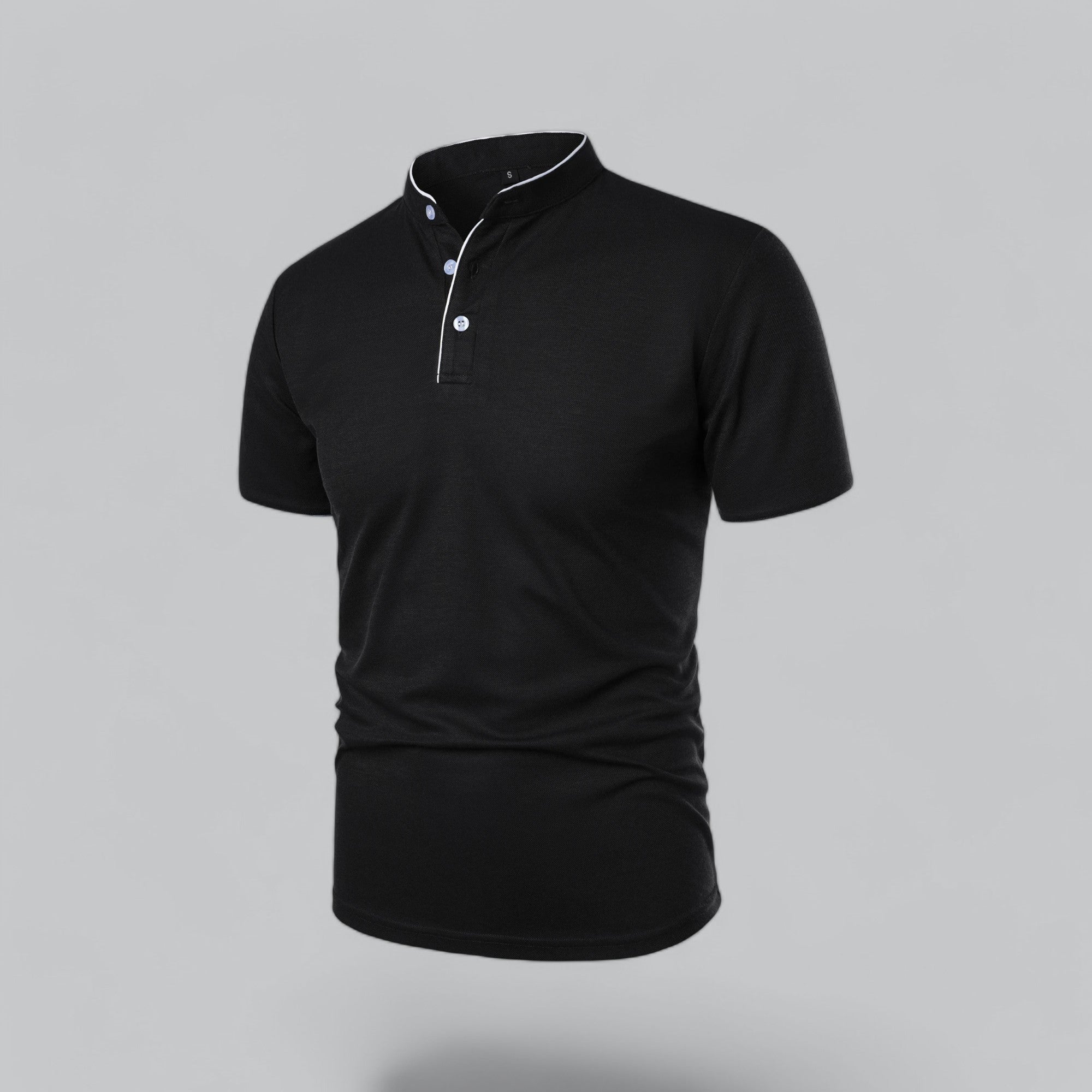 Poloshirt Herren Ohne Kragen Kurzarm Minimalistischer Stil